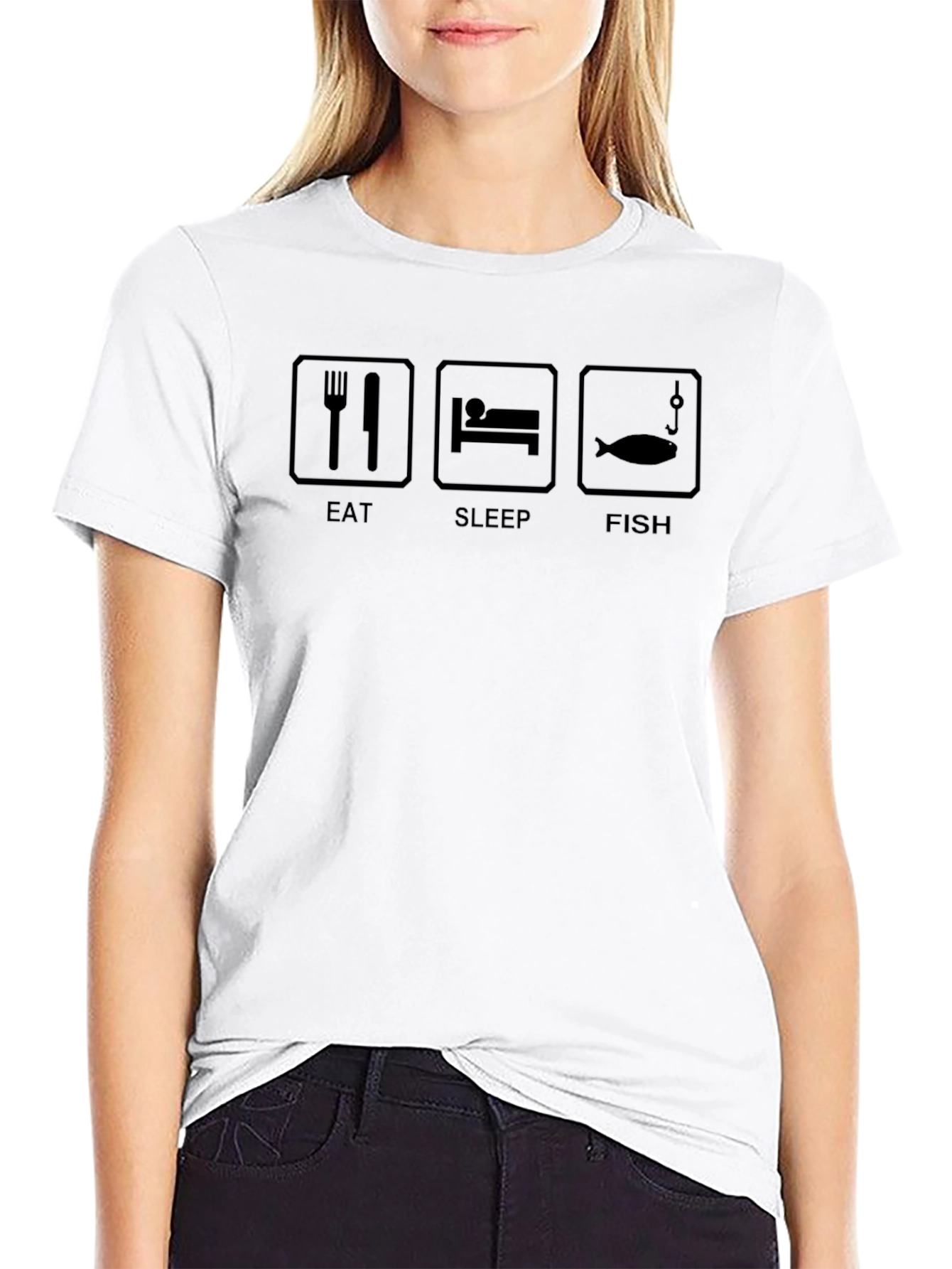 Eat Sleep Fish T-Shirt Funny Fishing Graphic Tee