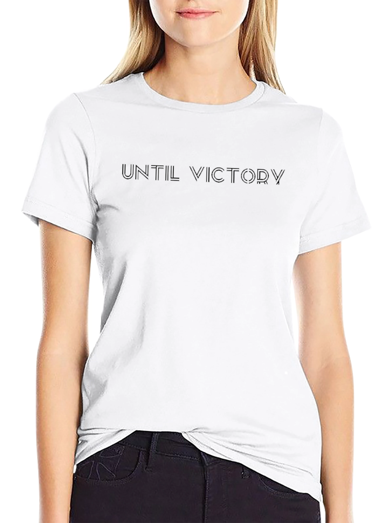 Until Victory Black Crew Neck T-Shirt