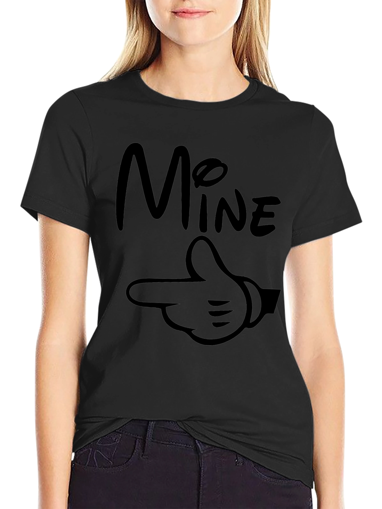 Mine Mickey Hand Graphic T-Shirt Black