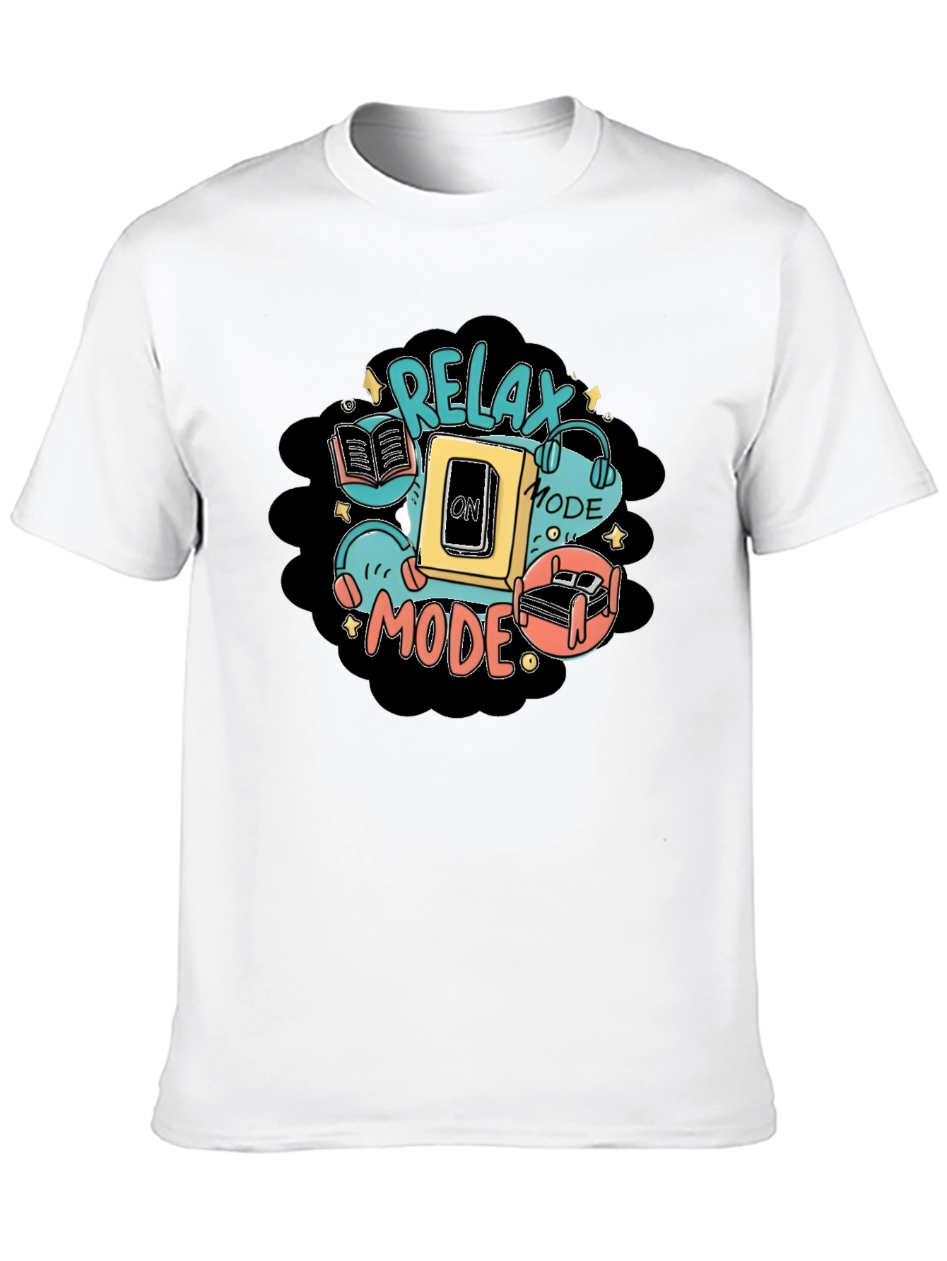 Relax Mode Graphic Tee - Black Cotton Comfort