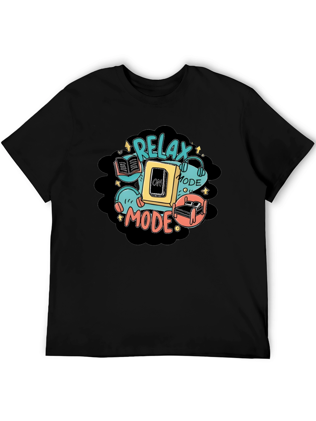 Relax Mode Graphic Tee - Black Cotton Comfort