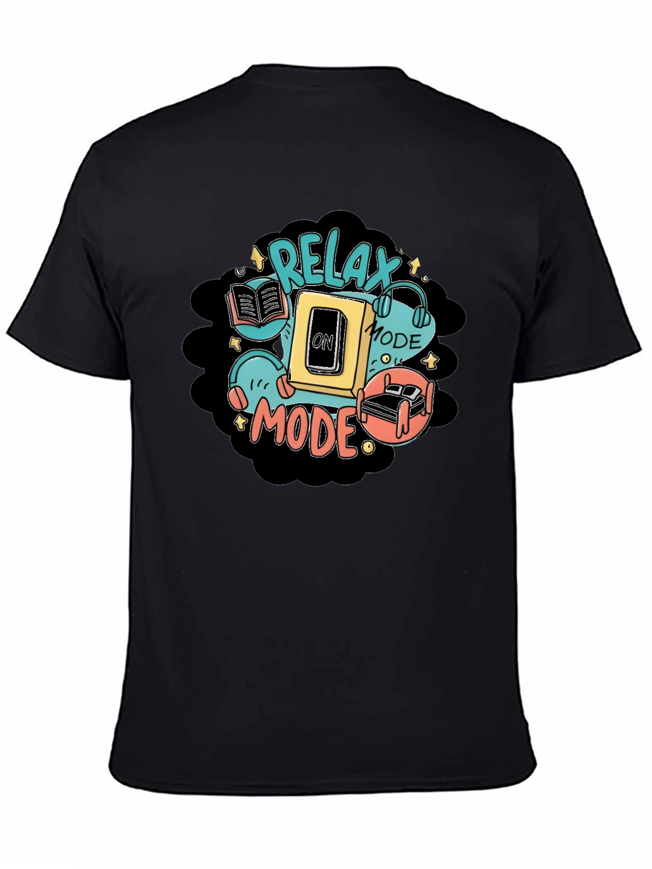 Relax Mode Graphic Tee - Black Cotton Comfort