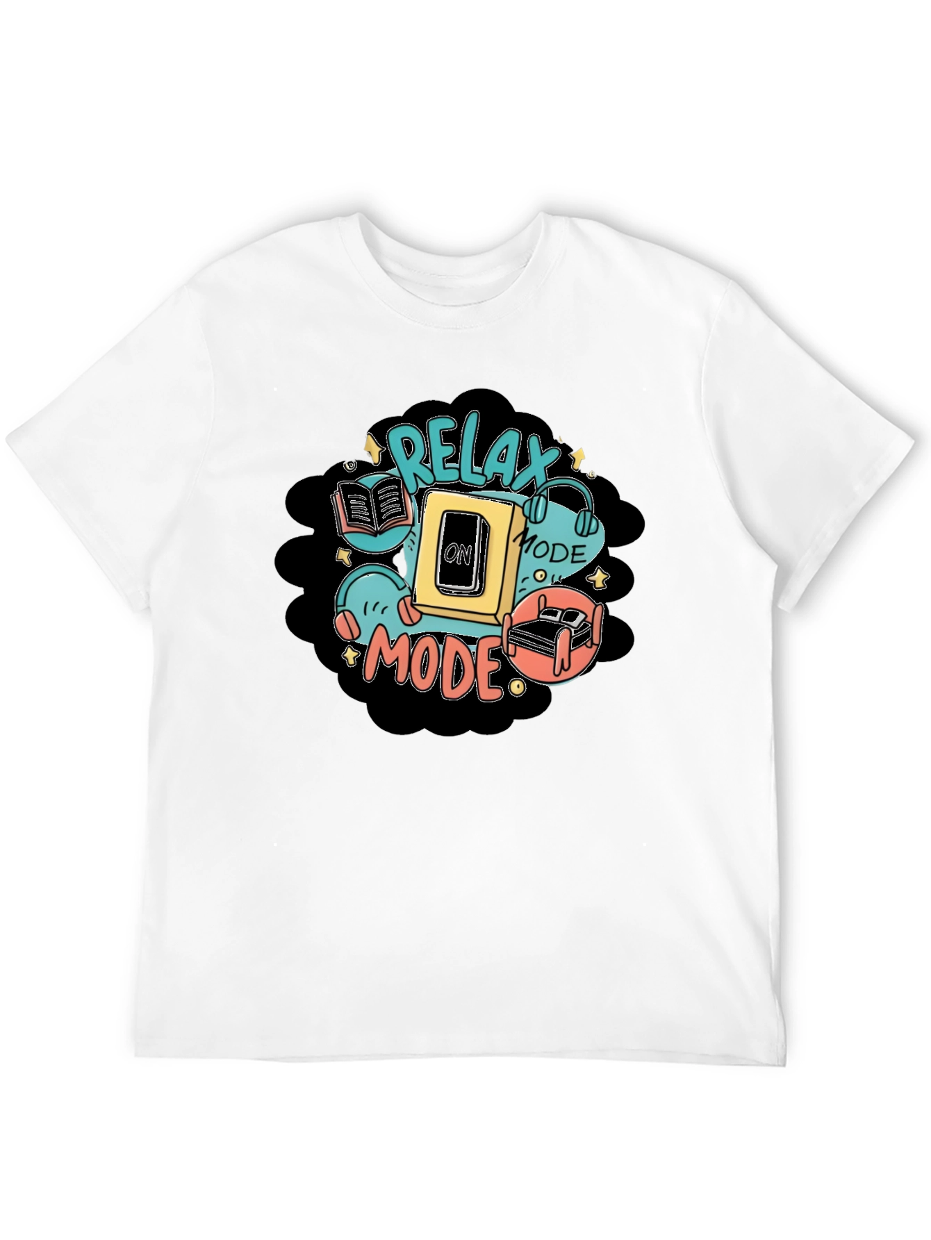 Relax Mode Graphic Tee - Black Cotton Comfort