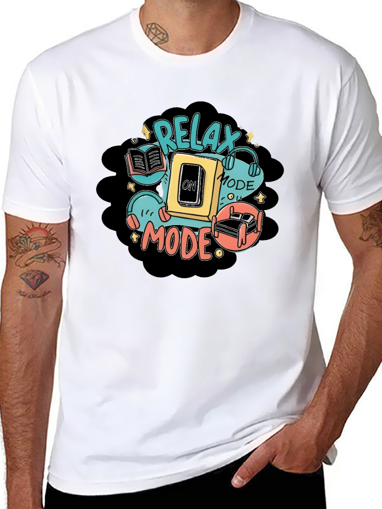 Relax Mode Graphic Tee - Black Cotton Comfort