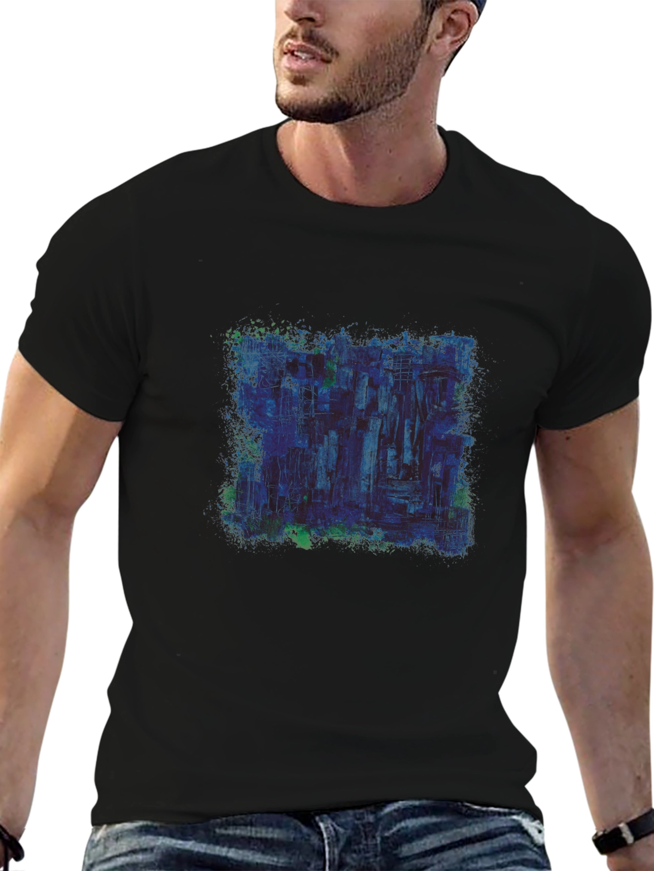 Abstract Art Graphic Print Black Tee