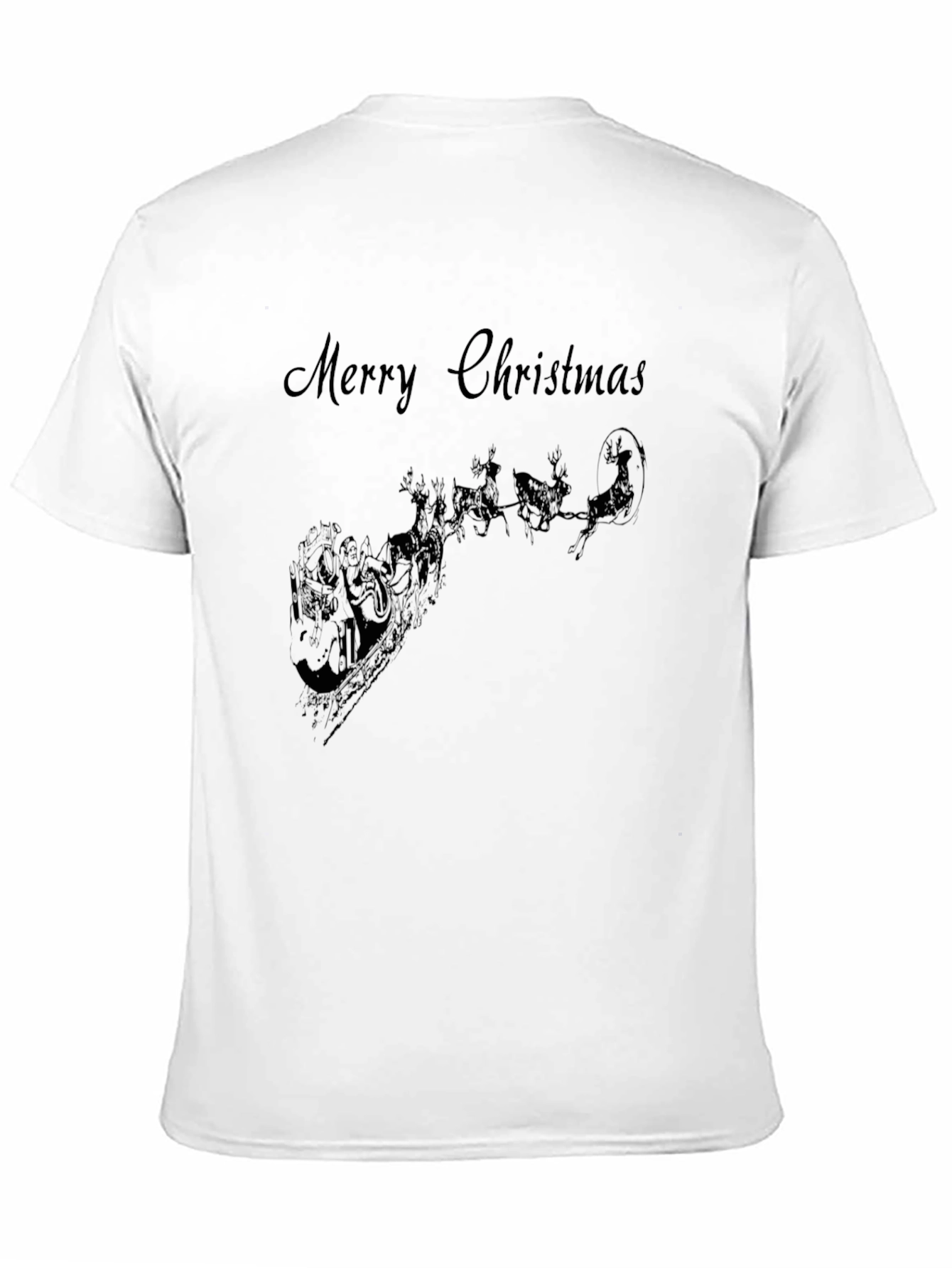 Merry Christmas Santa Sleigh Black T-Shirt