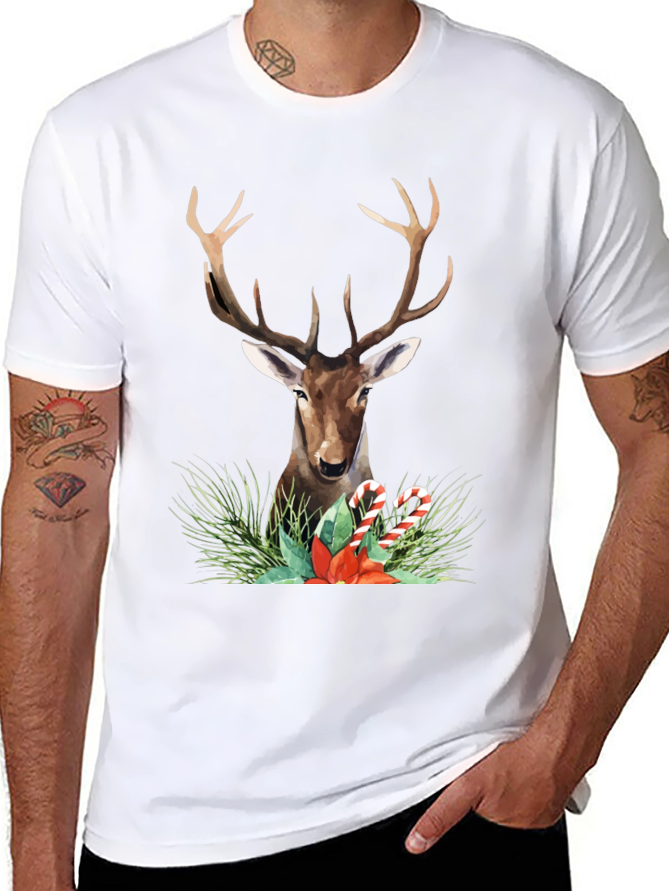 Festive Deer Graphic Tee - Holiday Style