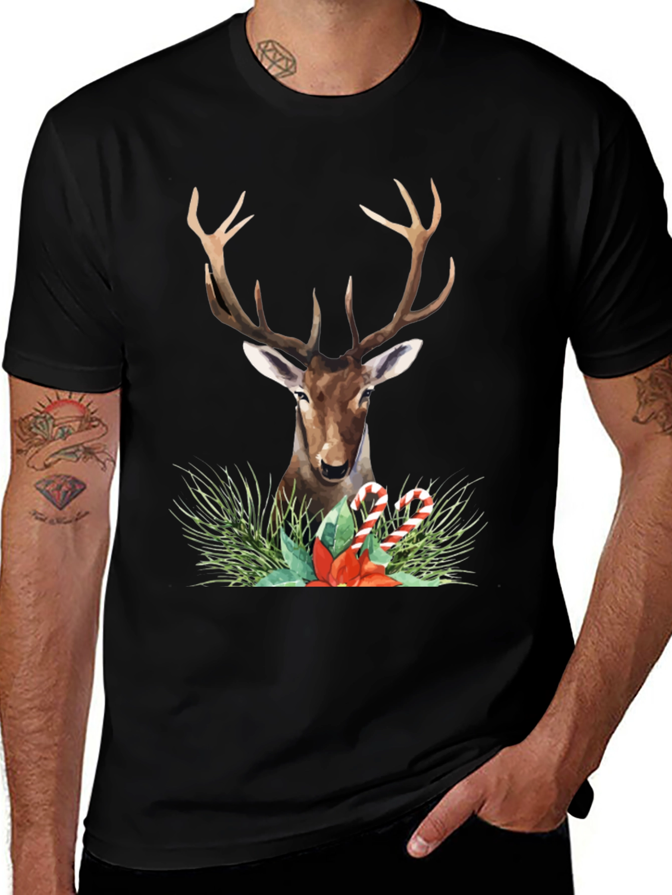 Festive Deer Graphic Tee - Holiday Style