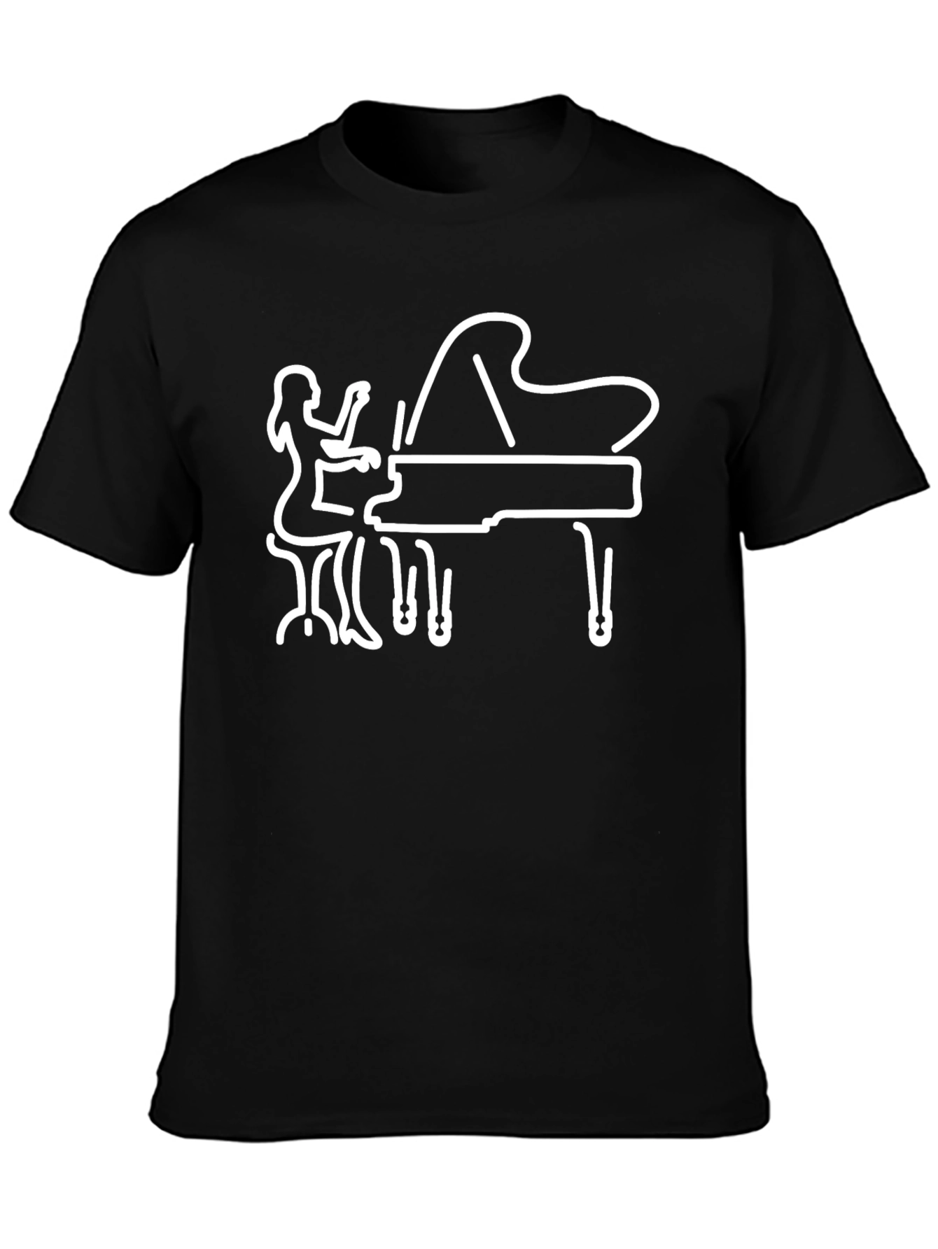 Piano Player Graphic Tee - Black Cotton Shirt