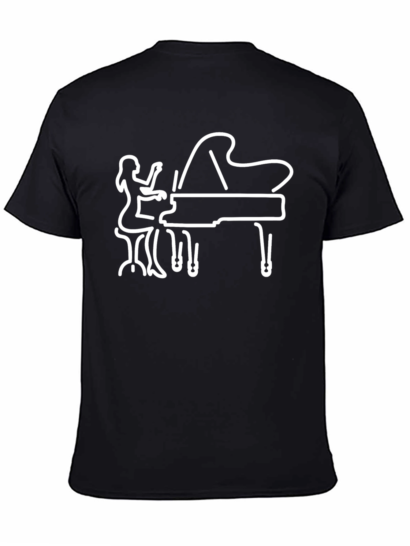 Piano Player Graphic Tee - Black Cotton Shirt