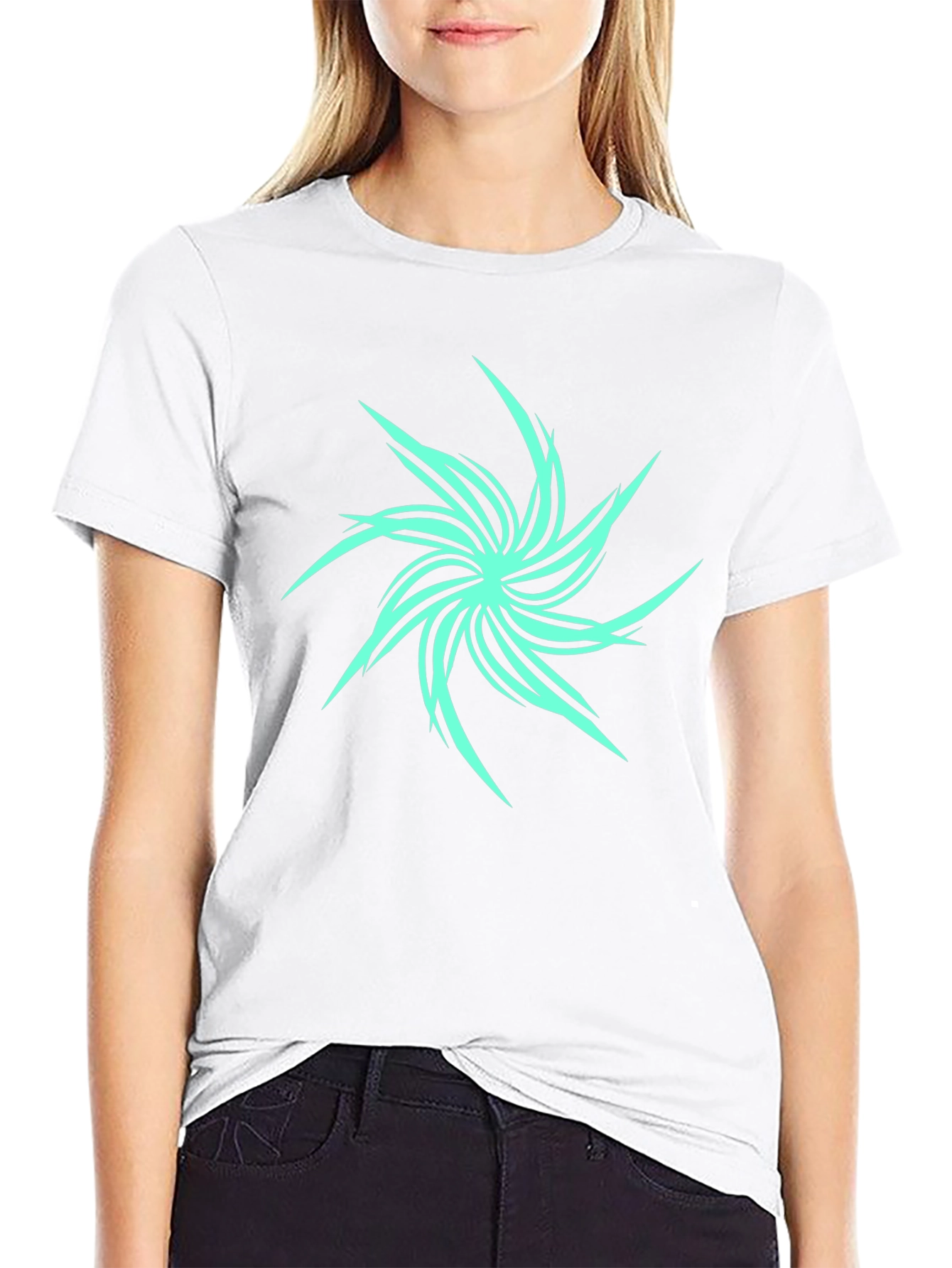 Abstract Spiral Graphic Black T-Shirt