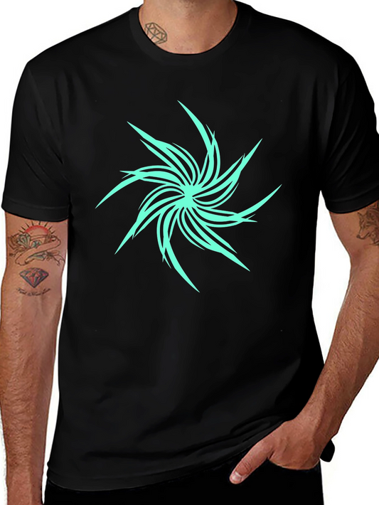Abstract Spiral Graphic Black T-Shirt