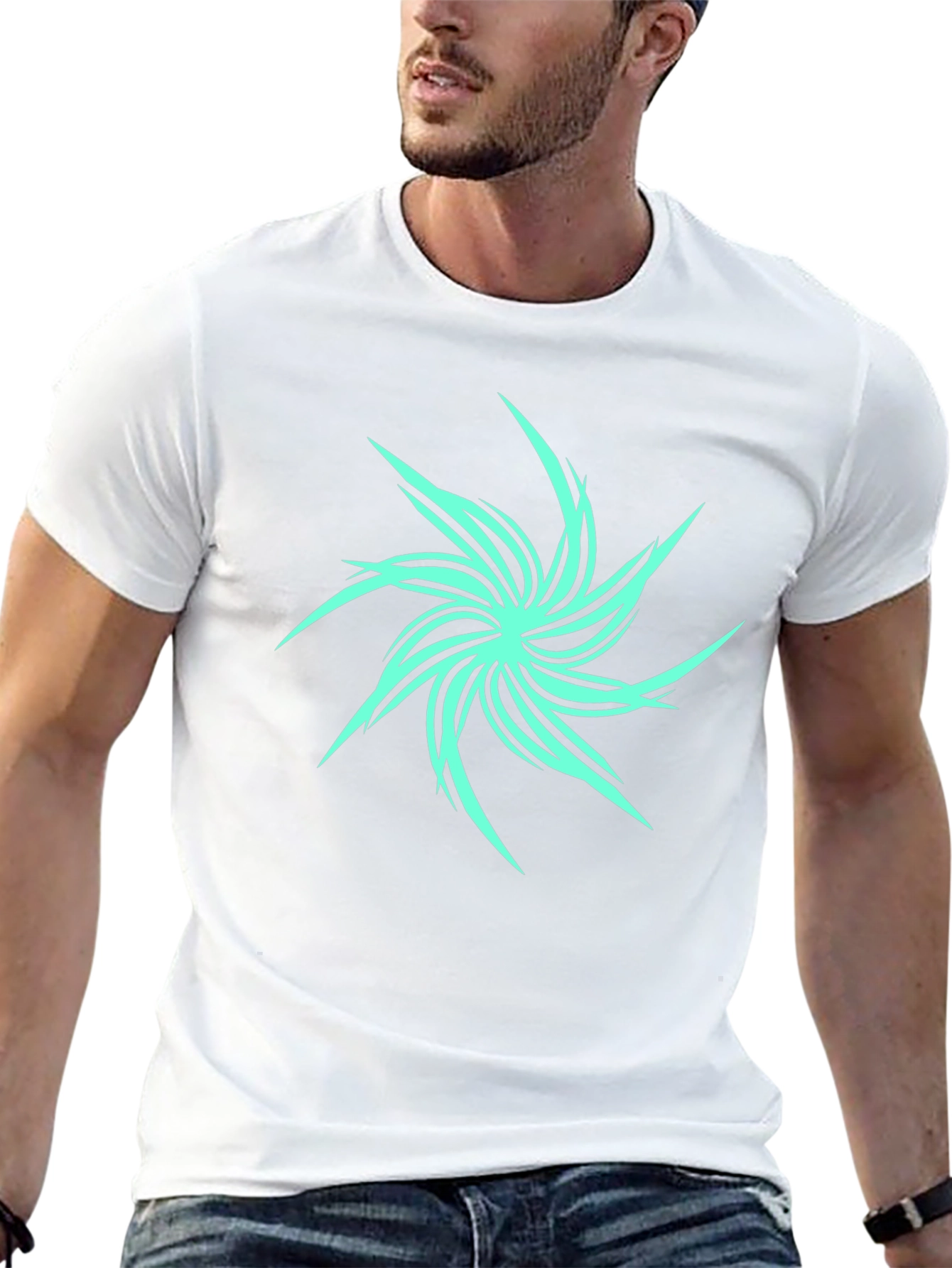 Abstract Spiral Graphic Black T-Shirt