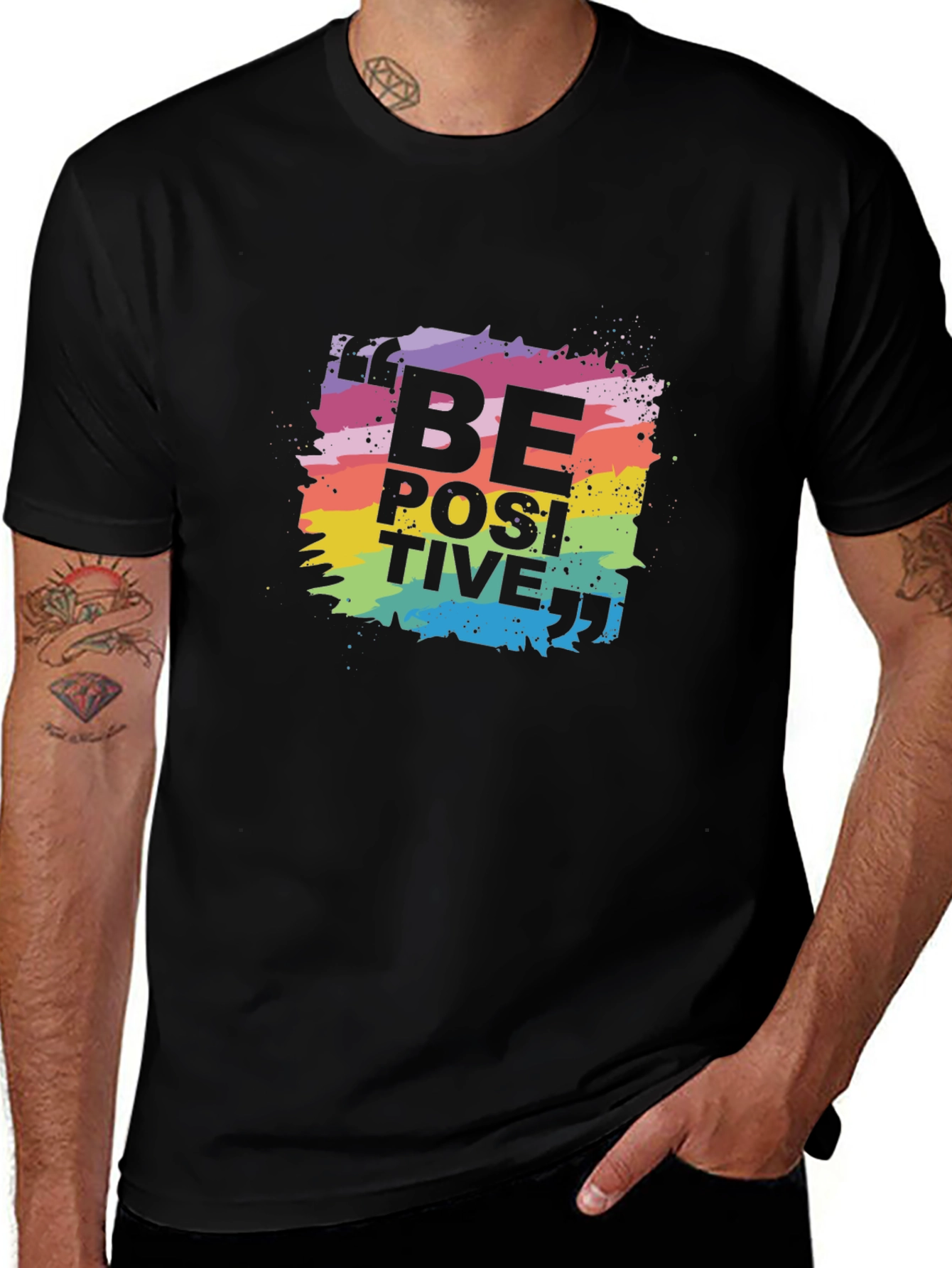 Be Positive Rainbow Graphic T-Shirt