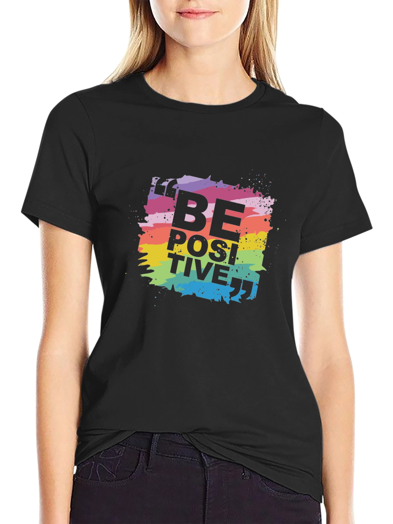 Be Positive Rainbow Graphic T-Shirt