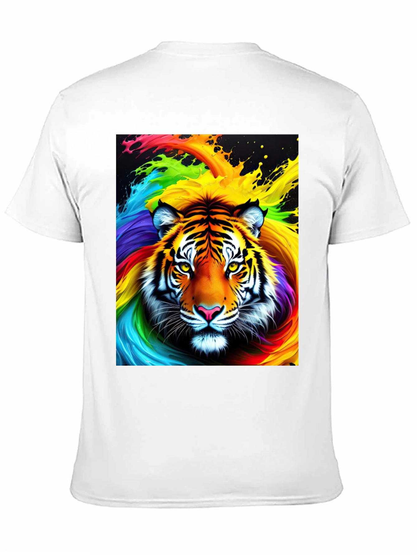 Rainbow Tiger Graphic Tee - Black Cotton Comfort
