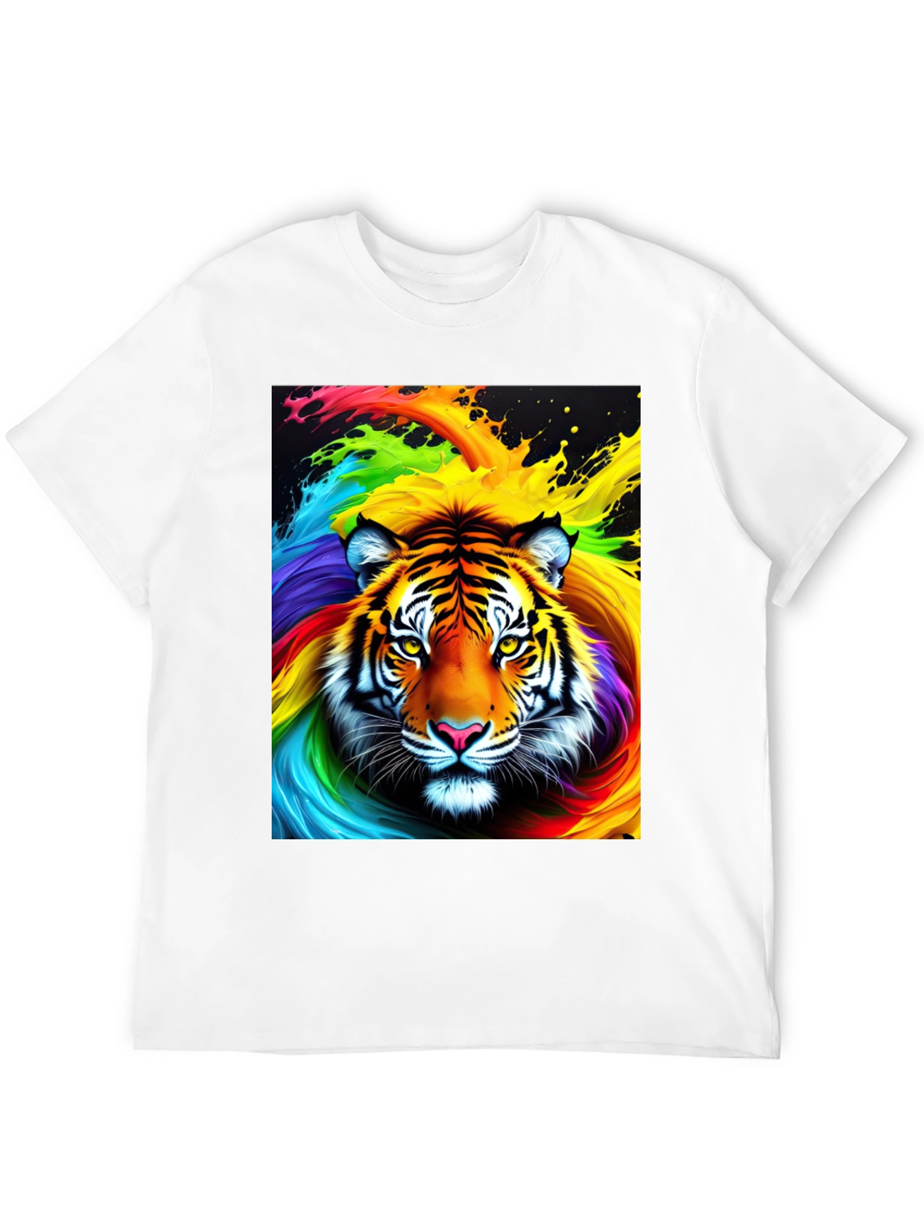 Rainbow Tiger Graphic Tee - Black Cotton Comfort