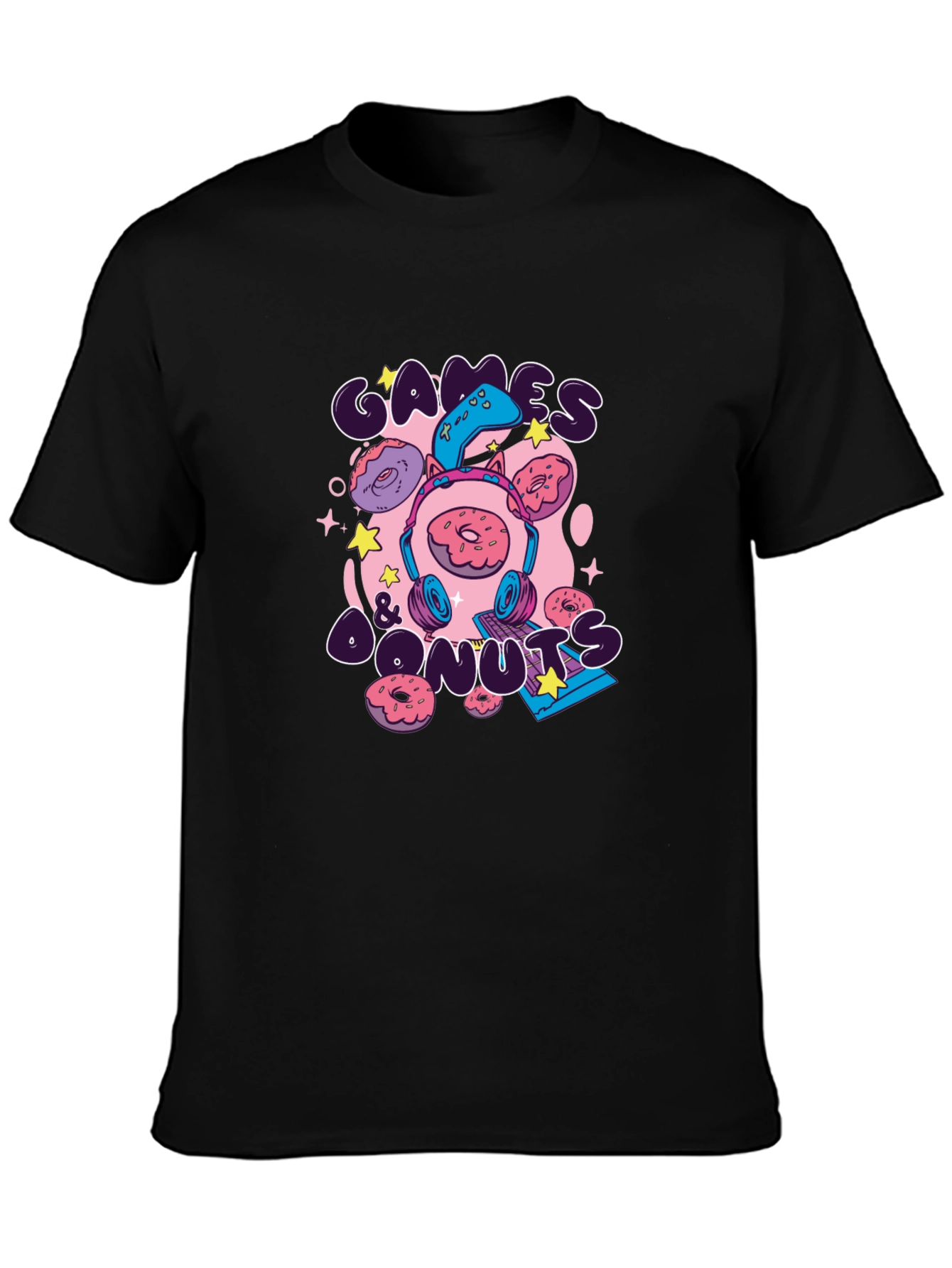 Games & Donuts Black Graphic Tee