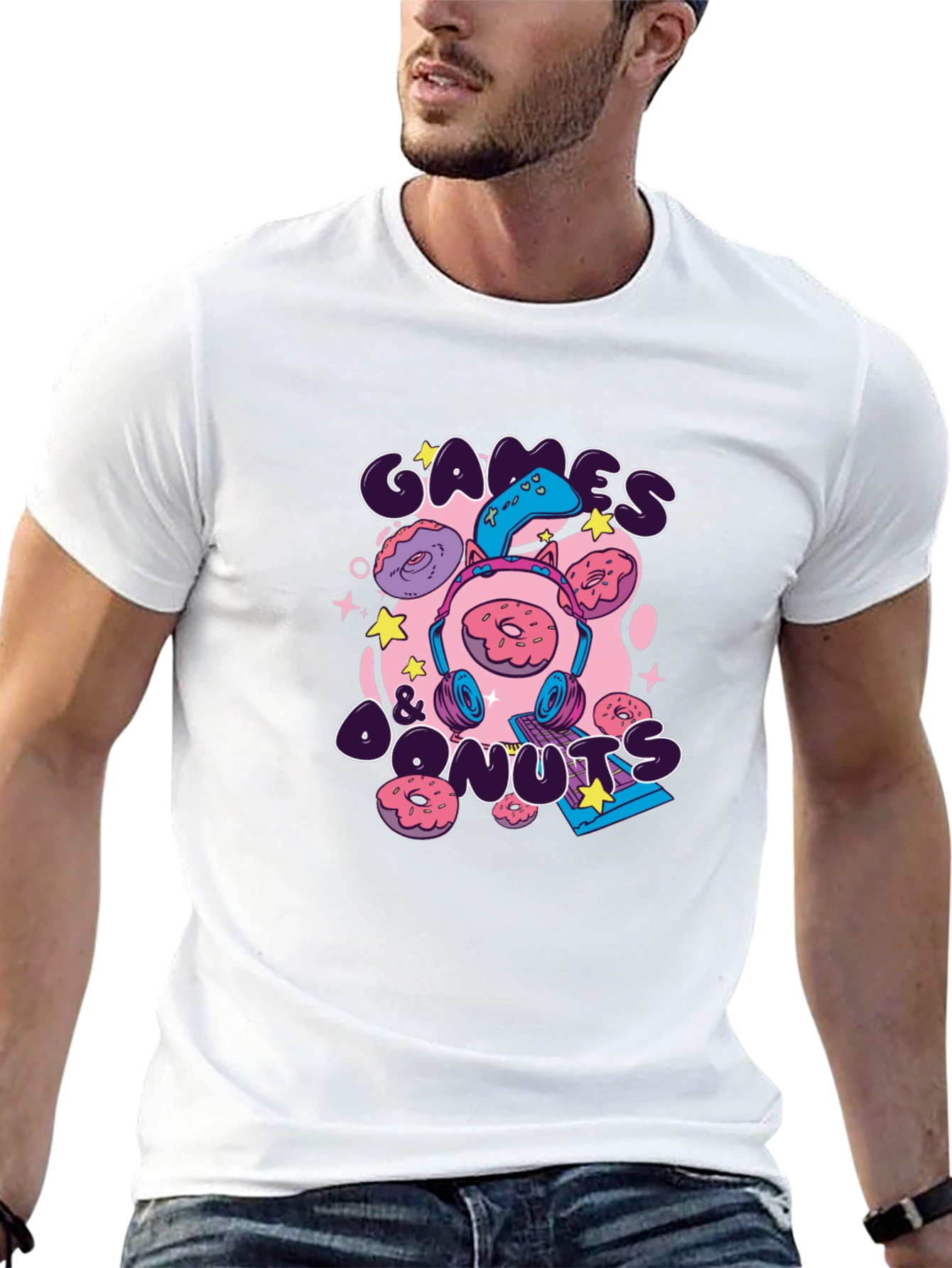 Games & Donuts Black Graphic Tee