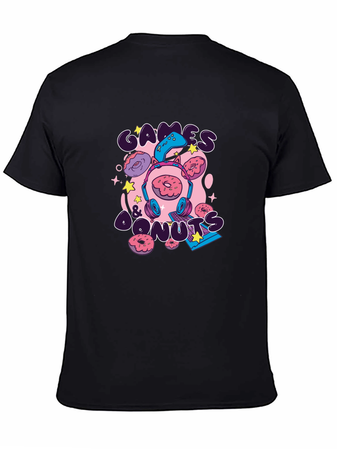 Games & Donuts Black Graphic Tee