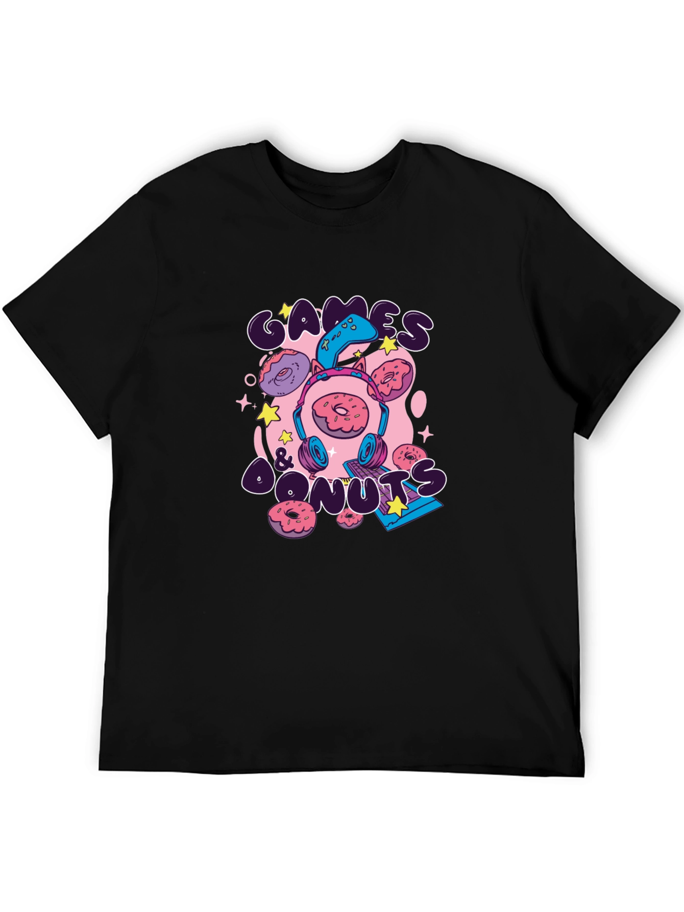 Games & Donuts Black Graphic Tee