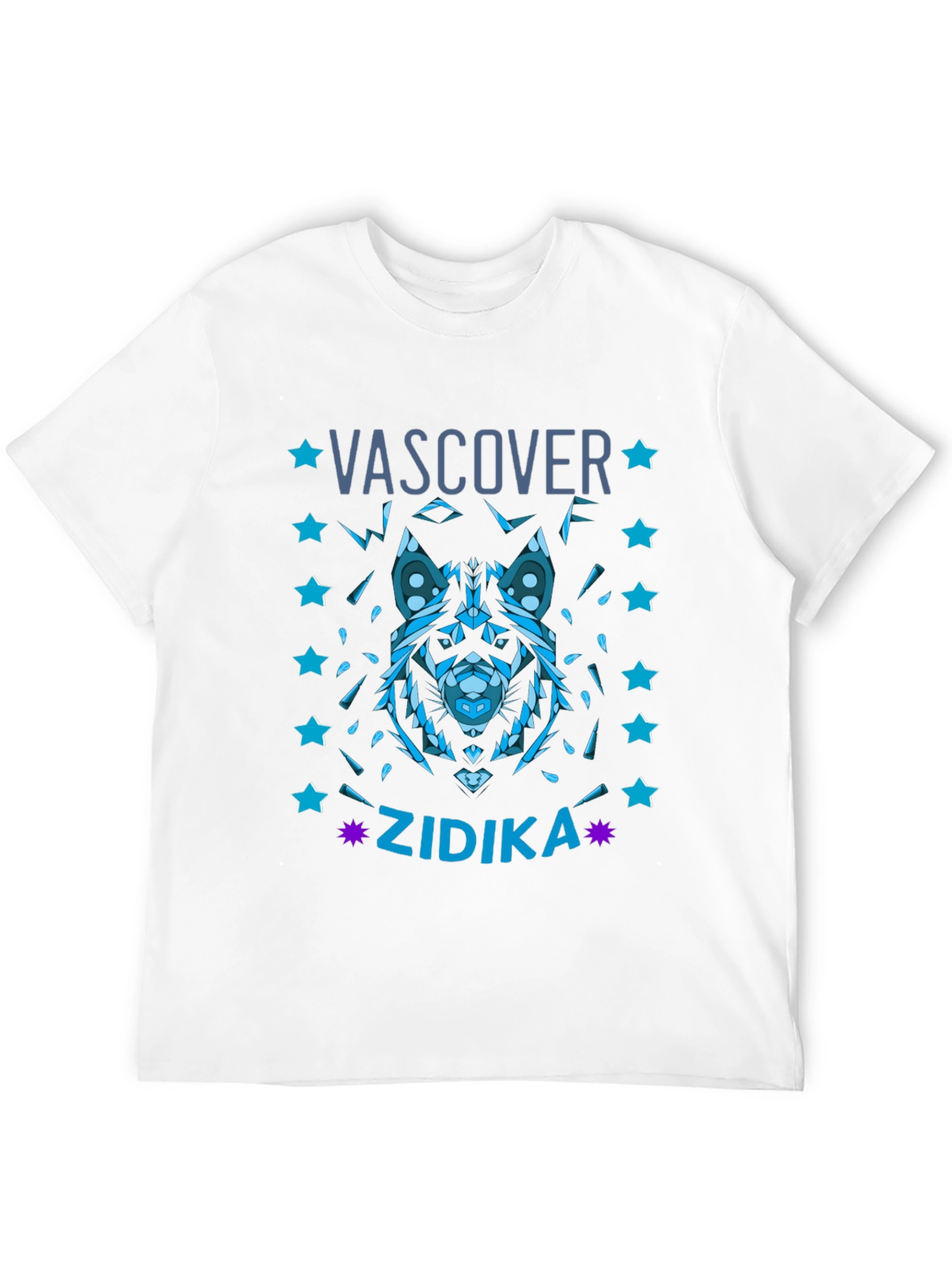 Geometric Wolf Graphic Tee - Vascover Zidika
