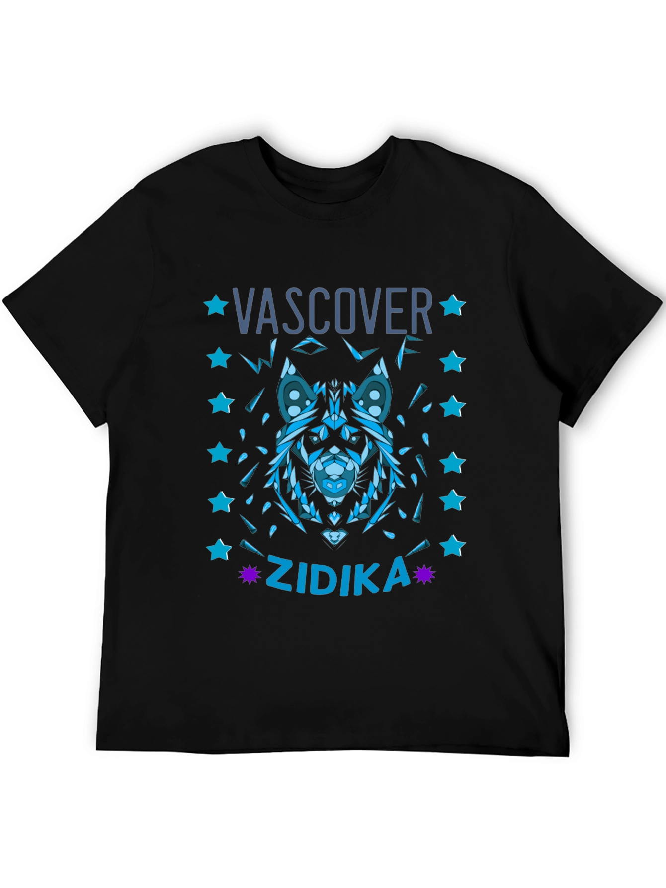 Geometric Wolf Graphic Tee - Vascover Zidika