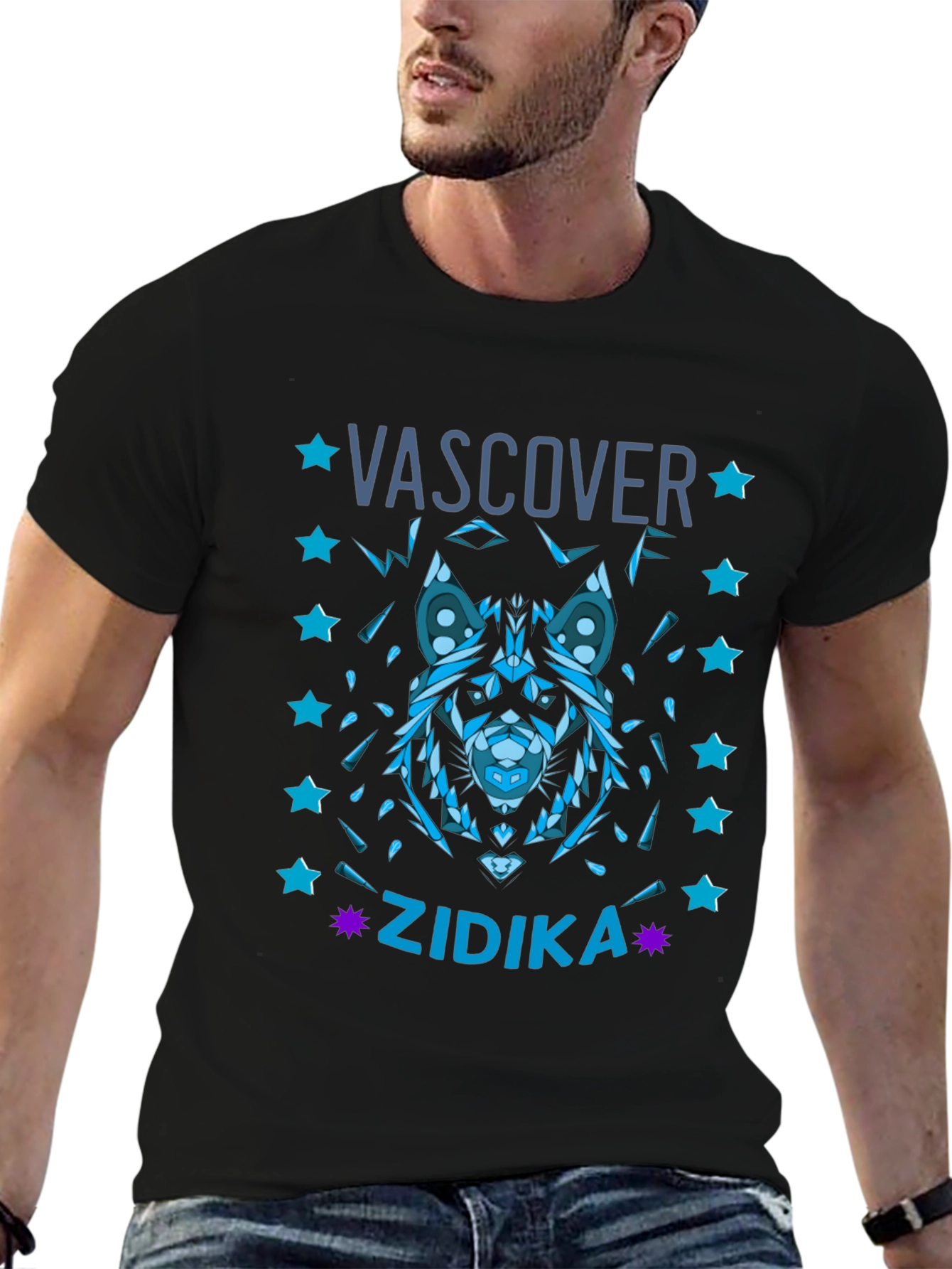 Geometric Wolf Graphic Tee - Vascover Zidika