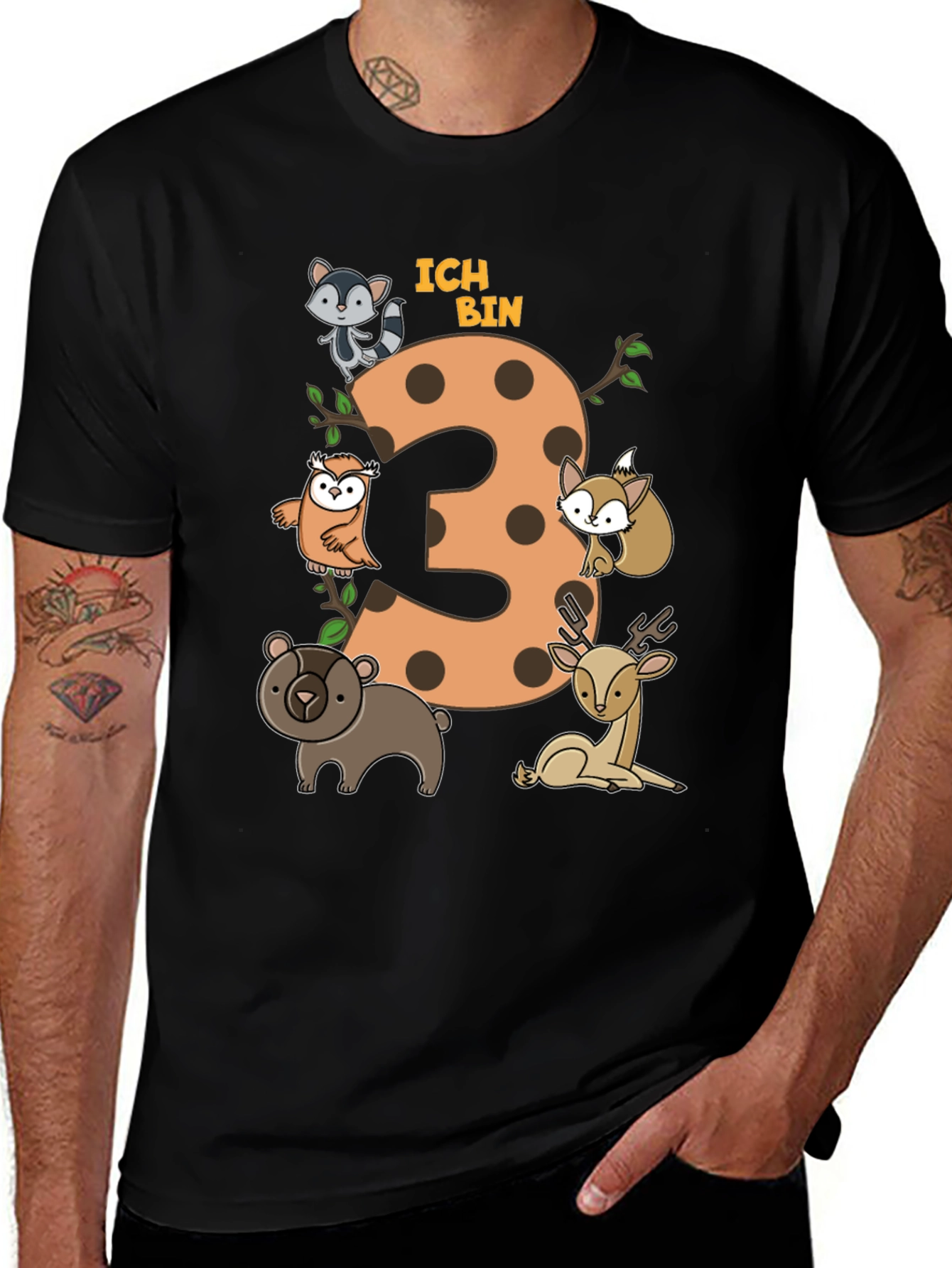 Cute 3rd Birthday Forest Animals T-Shirt