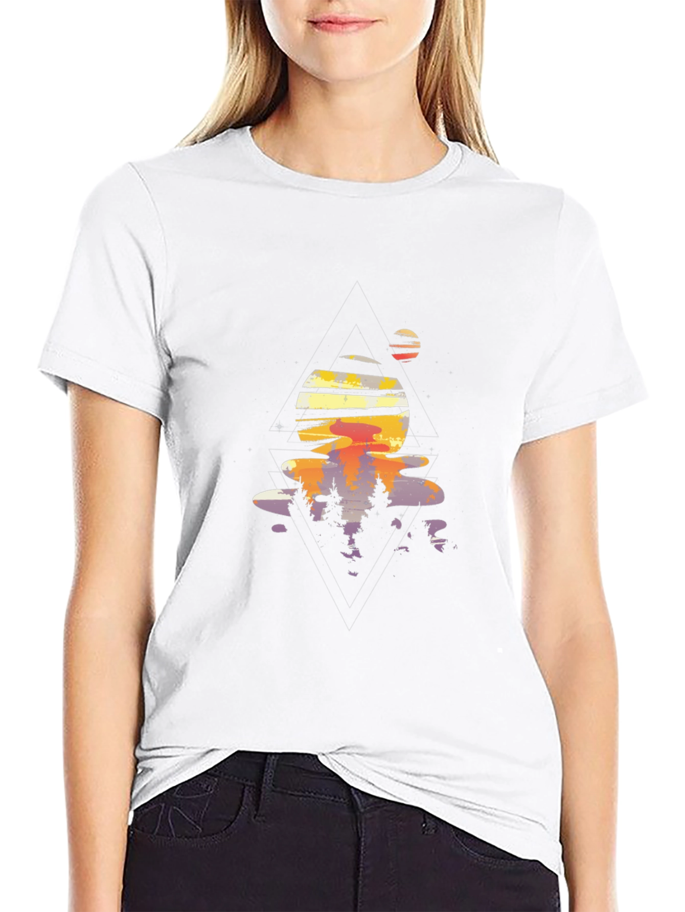 Abstract Sunset Graphic Tee - Black