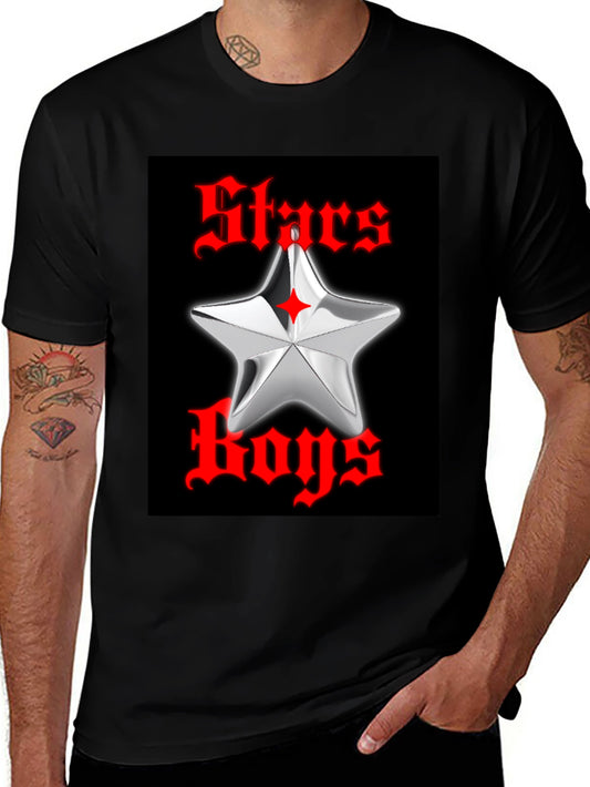 Stars Boys Black Graphic T-Shirt