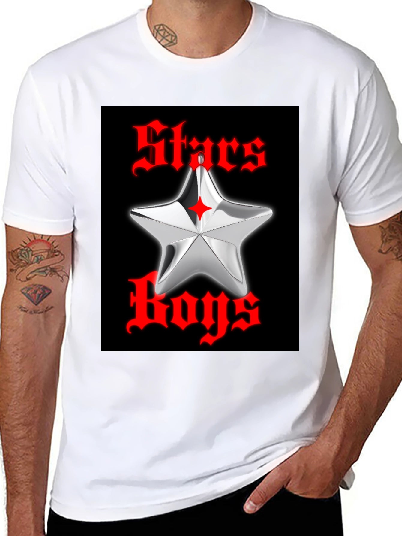 Stars Boys Black Graphic T-Shirt