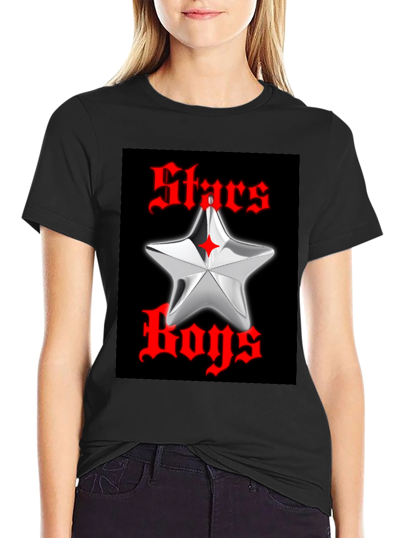 Stars Boys Black Graphic T-Shirt