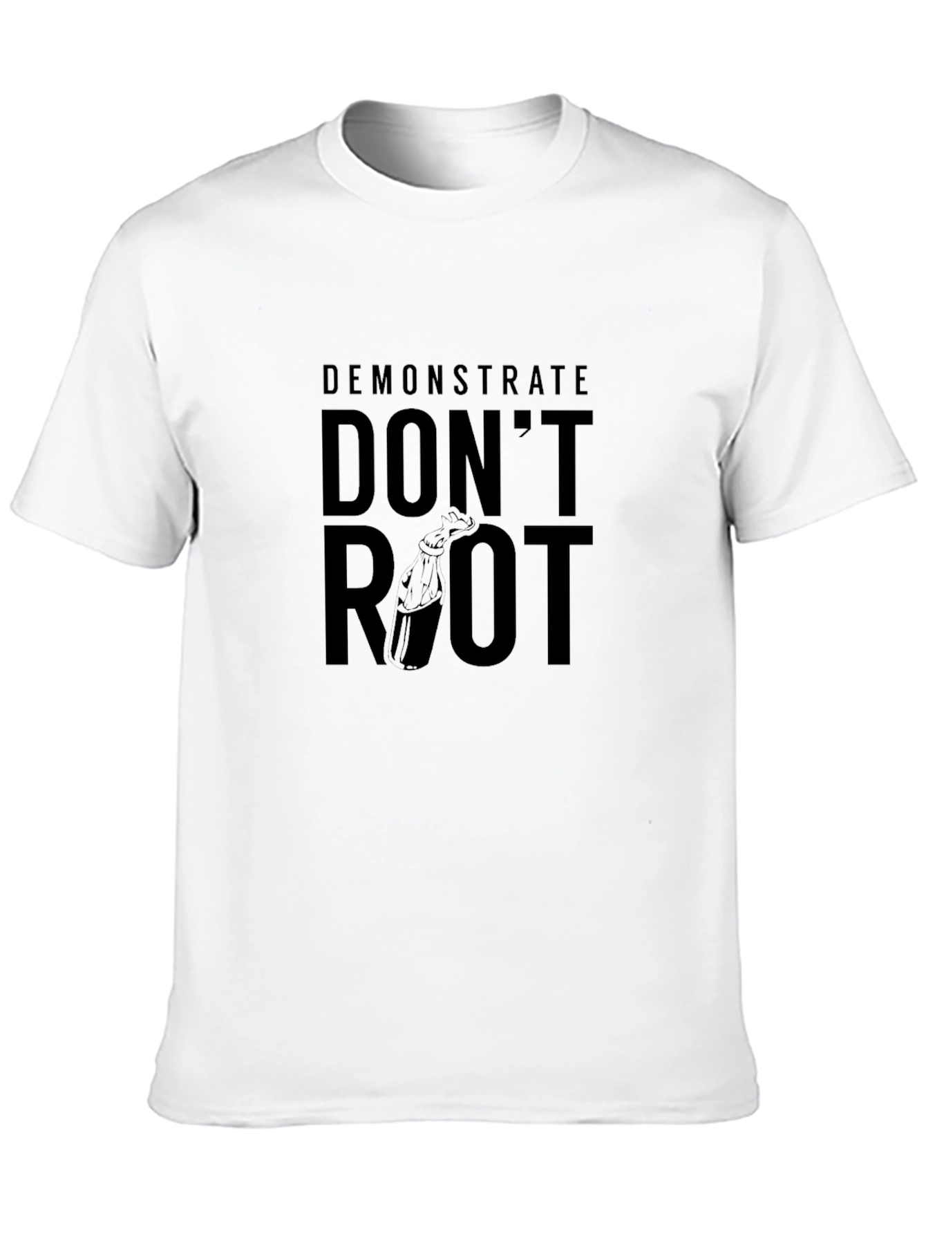 Demonstrate Dont Riot Black Graphic Tee