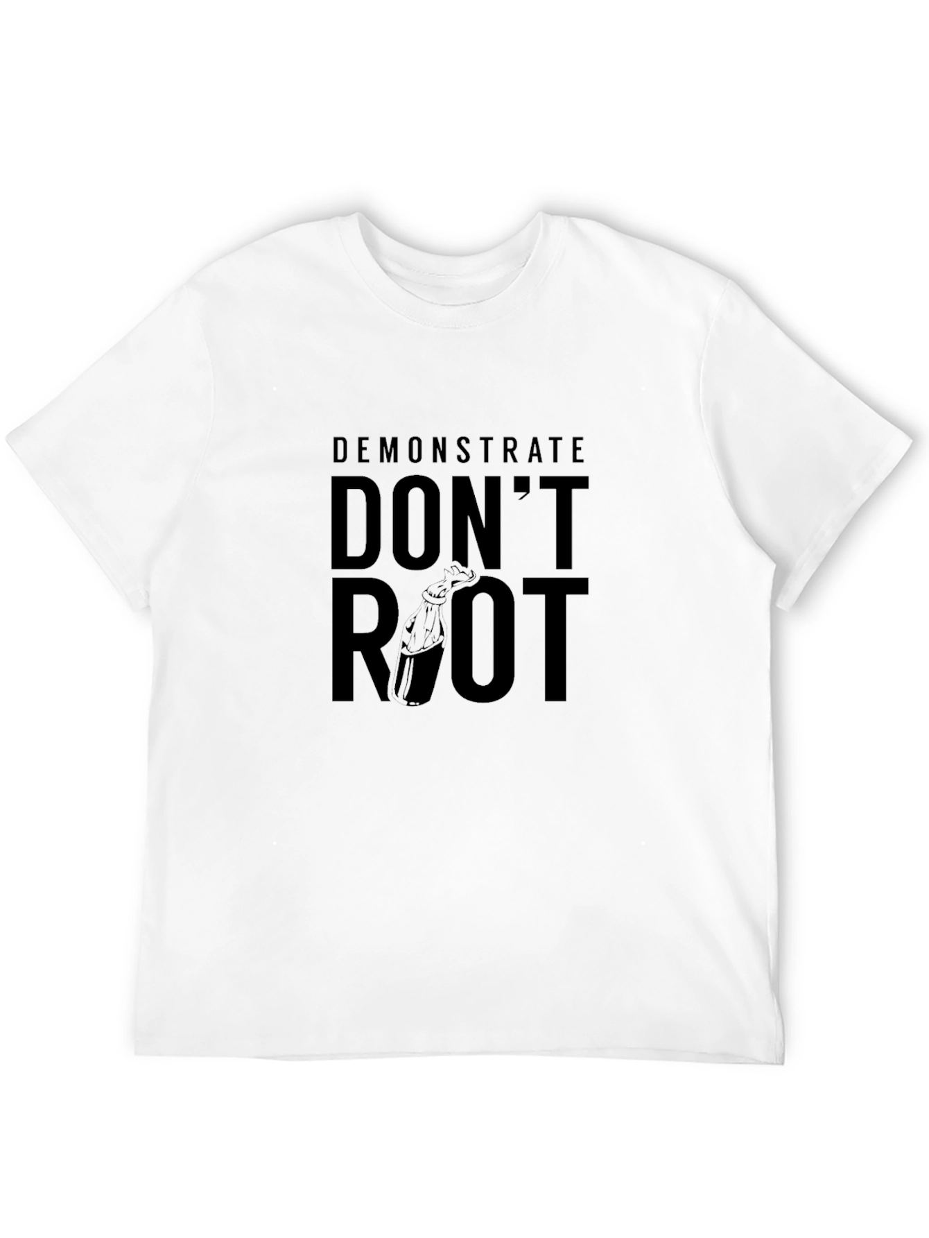 Demonstrate Dont Riot Black Graphic Tee