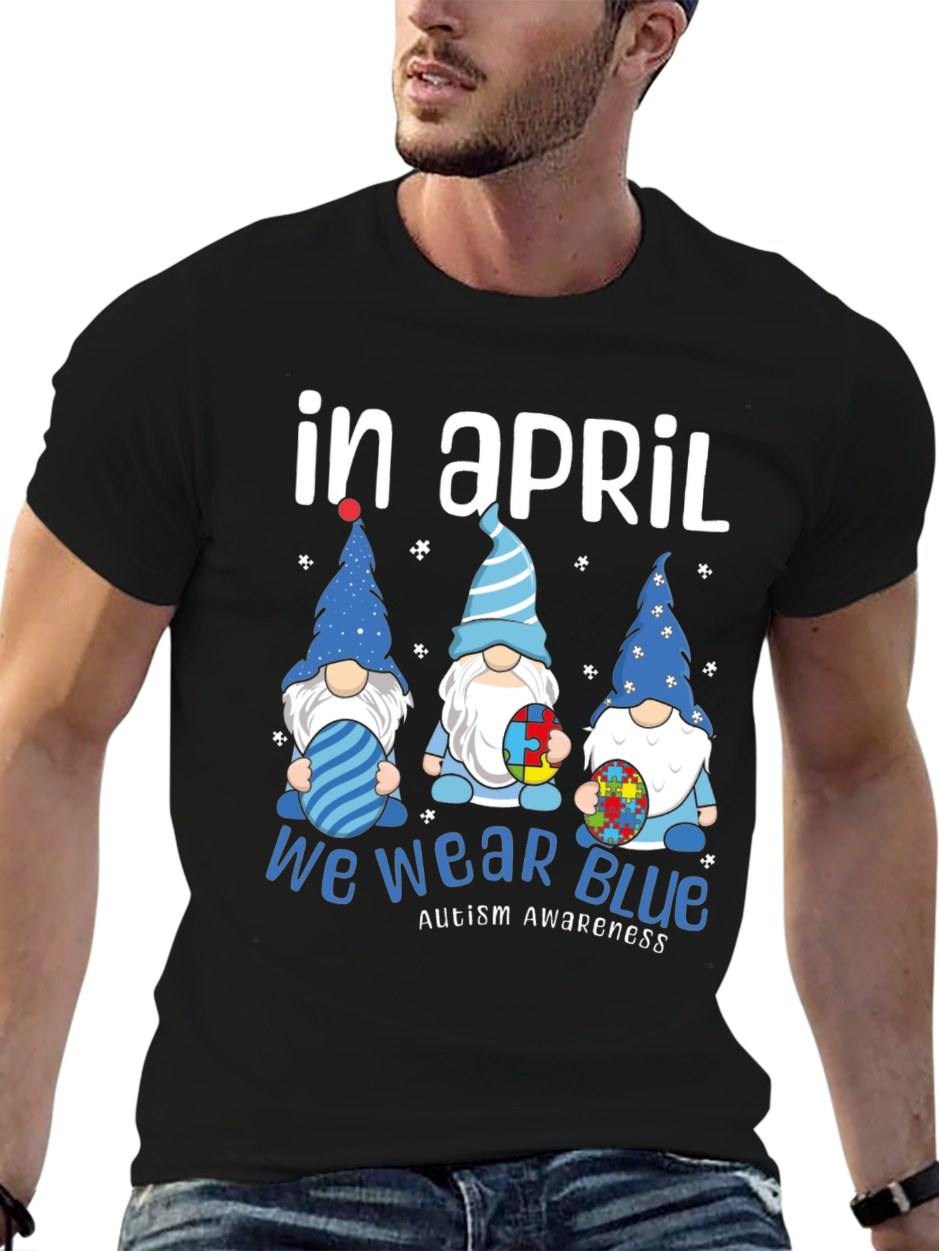 In April We Wear Blue Autism Awareness T-Shirt