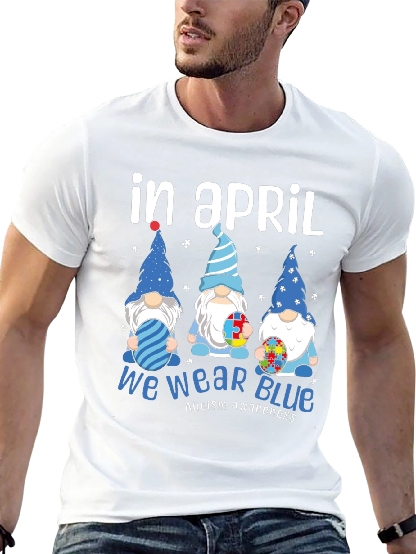 In April We Wear Blue Autism Awareness T-Shirt