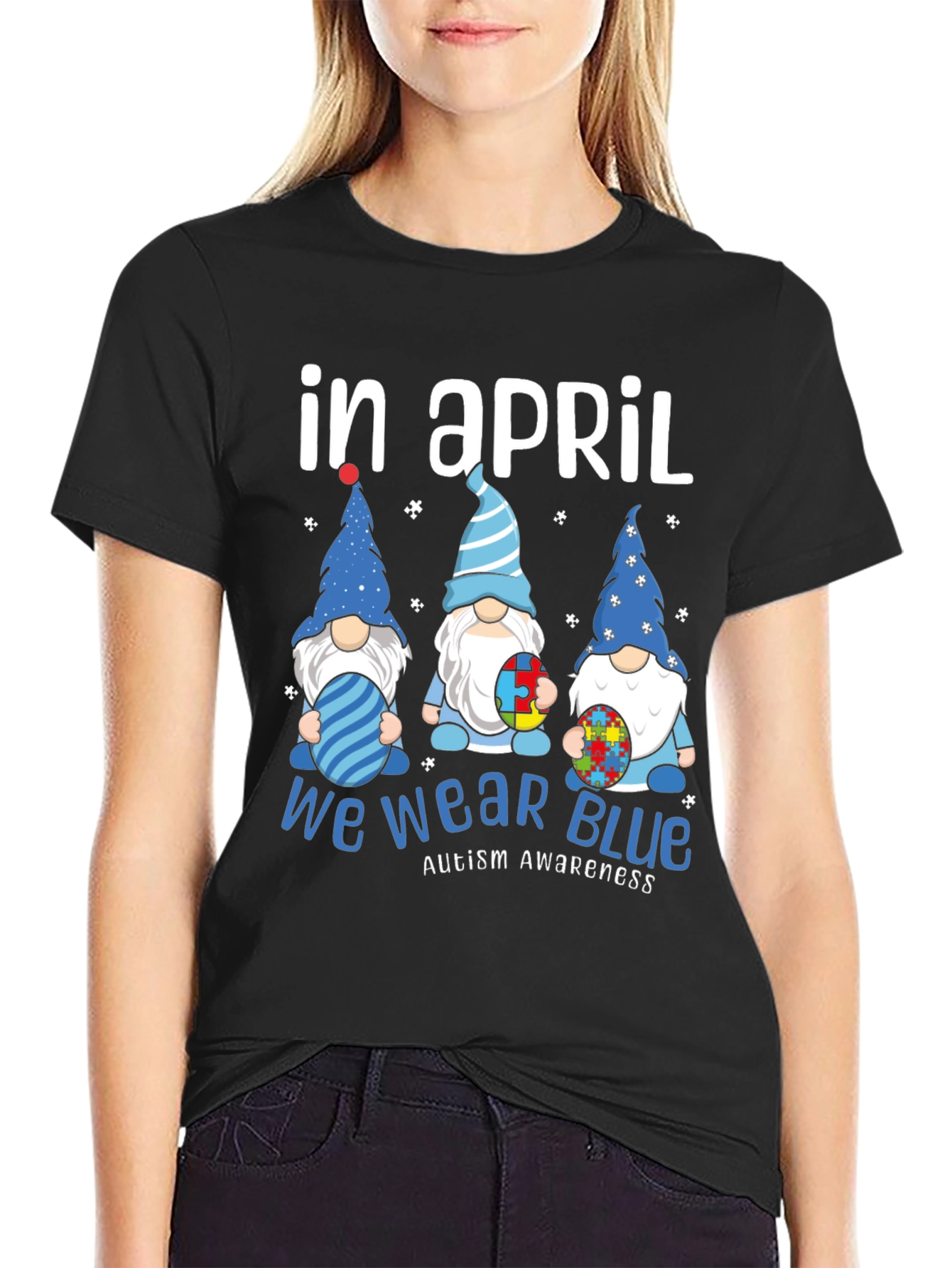 In April We Wear Blue Autism Awareness T-Shirt
