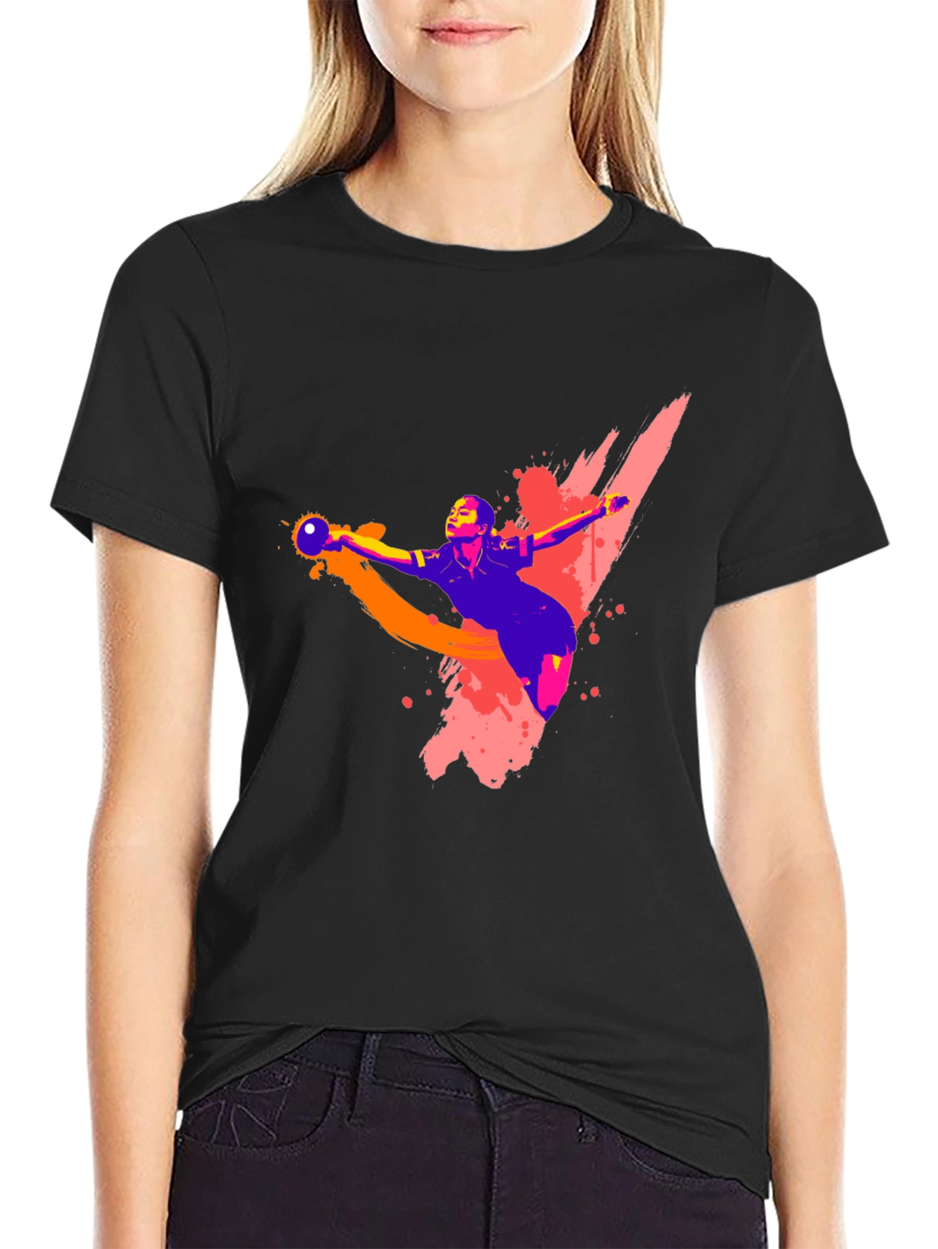 Handball Player Graphic T-Shirt - Black
