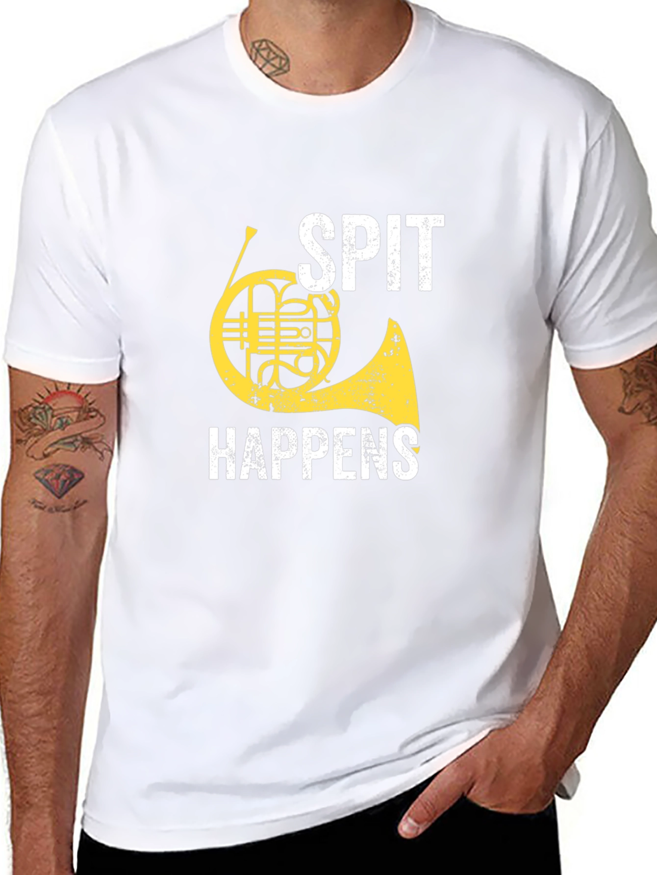 Spit Happens French Horn Graphic Tee