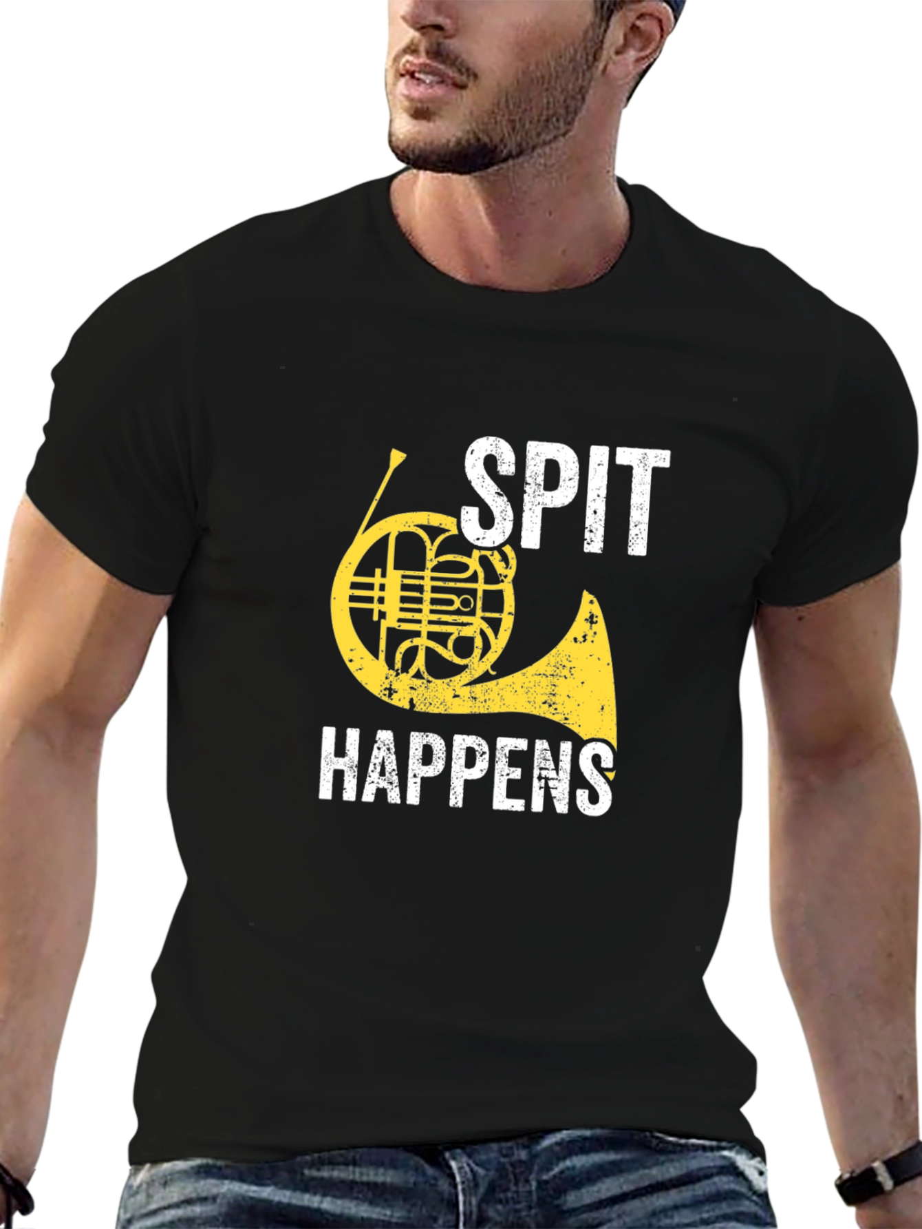 Spit Happens French Horn Graphic Tee