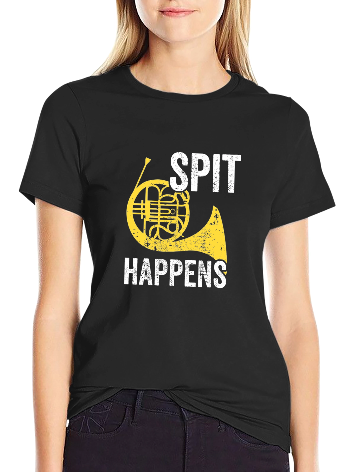 Spit Happens French Horn Graphic Tee
