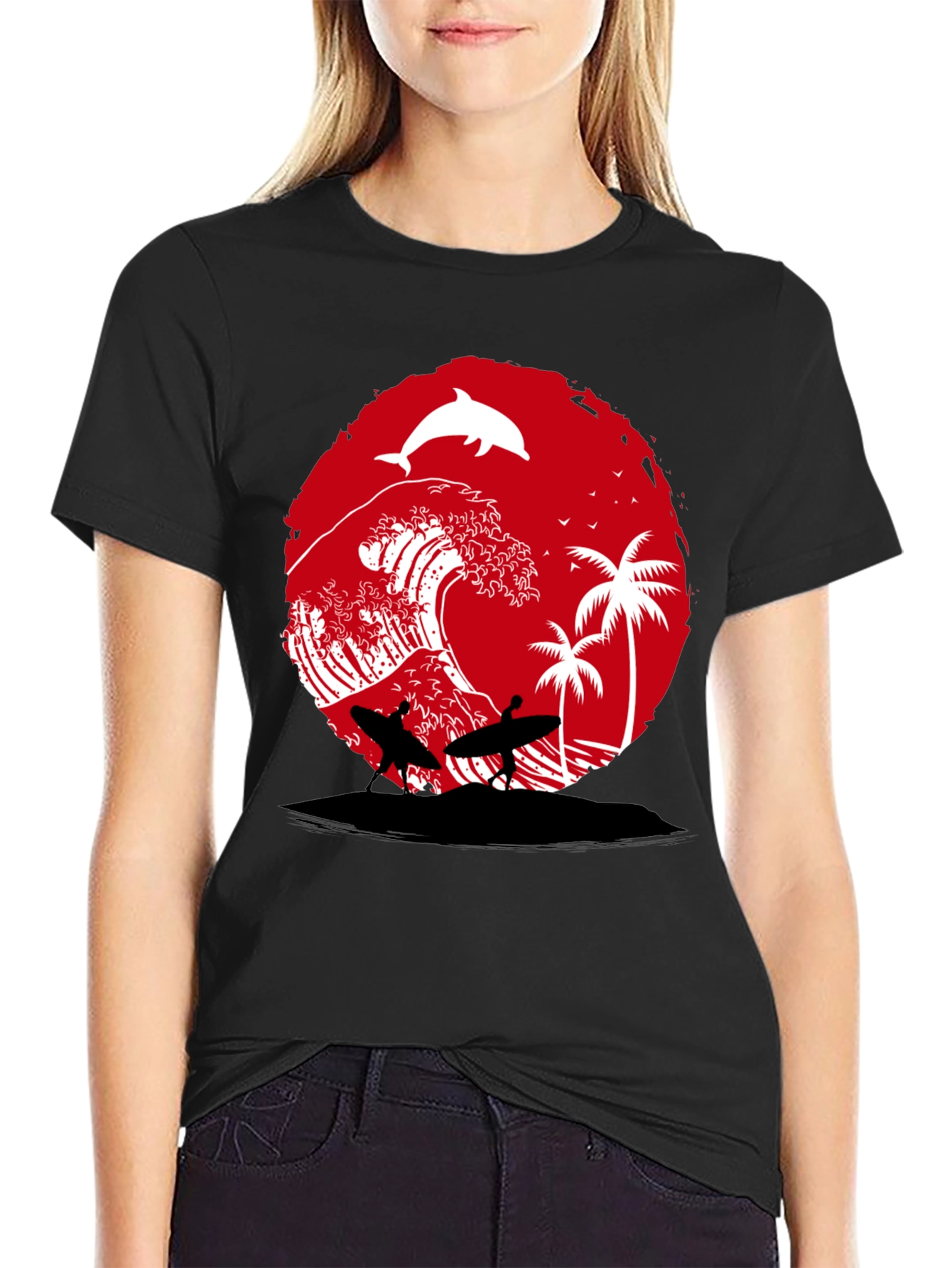 Surfing Beach Wave Graphic Tee