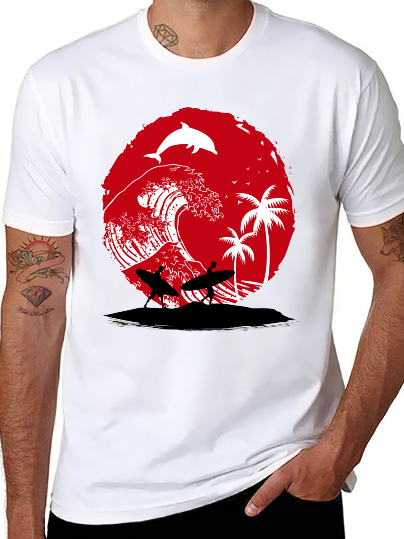 Surfing Beach Wave Graphic Tee