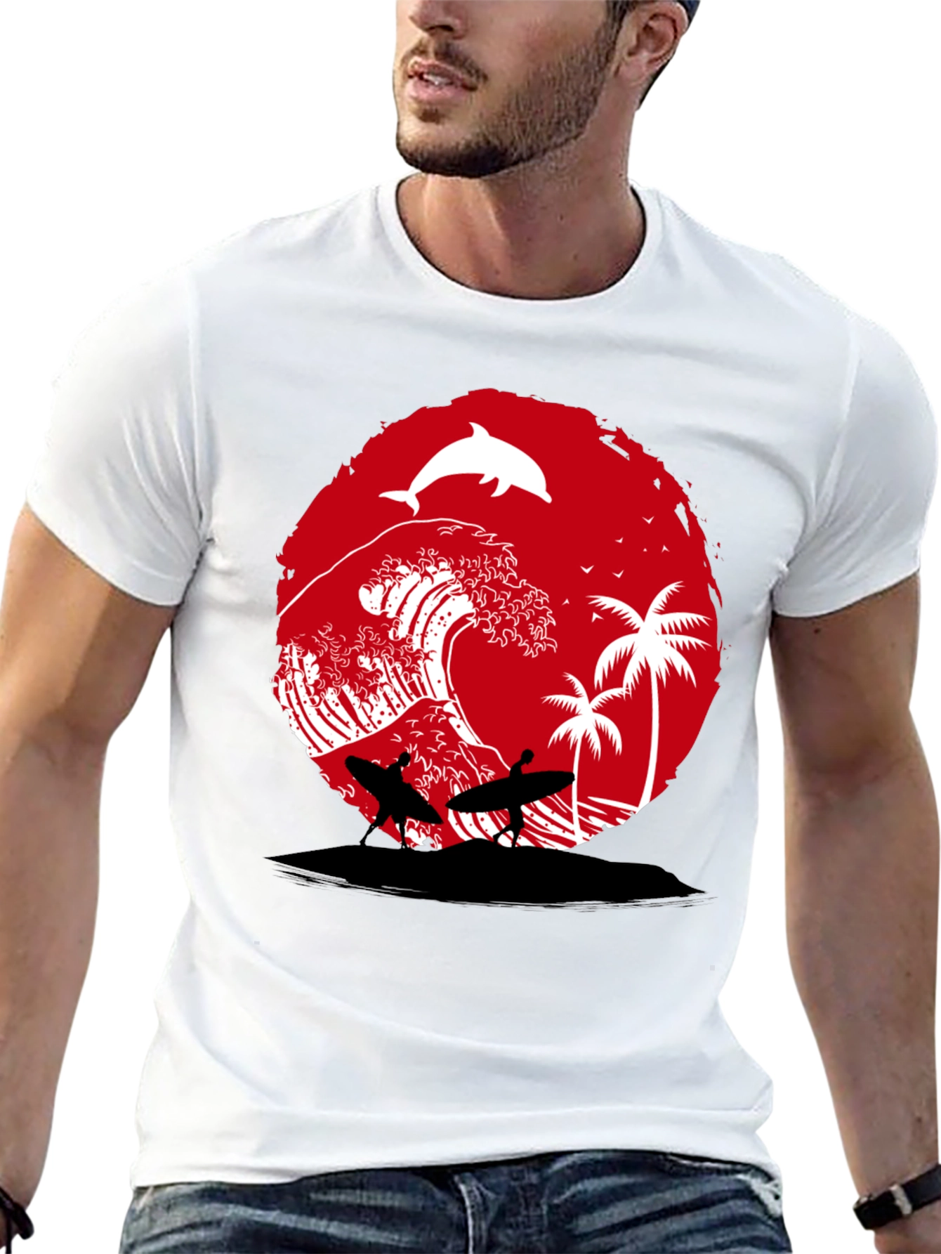 Surfing Beach Wave Graphic Tee