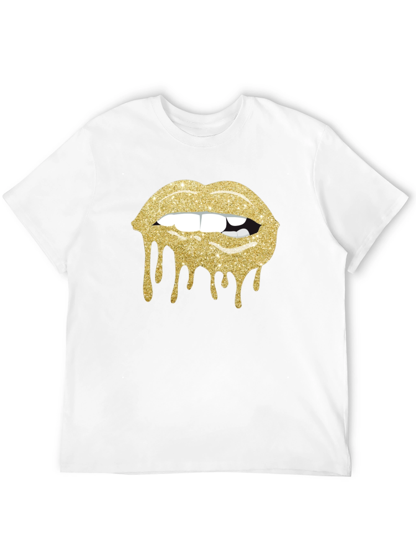 Glitter Lips Graphic Black T-Shirt