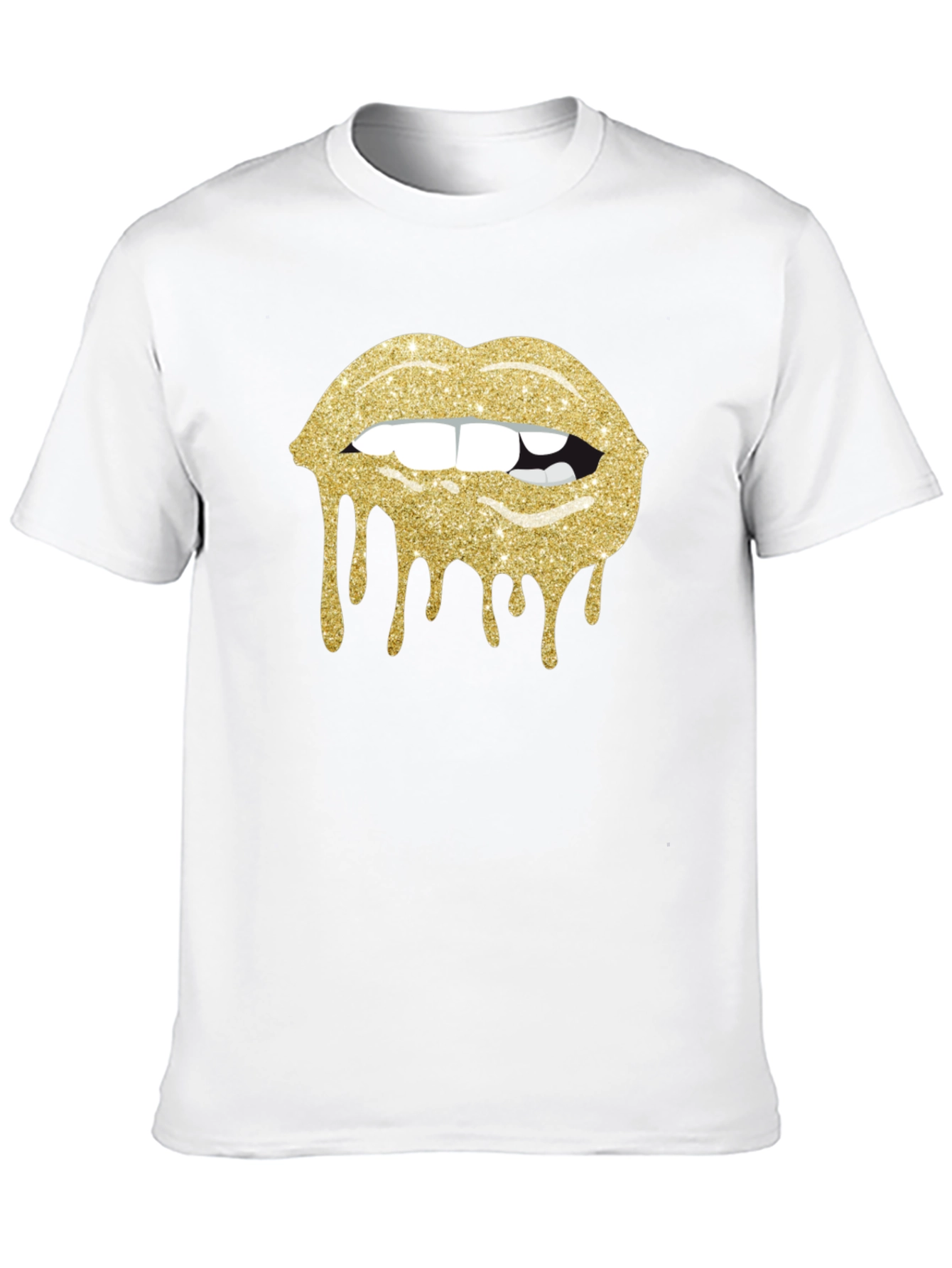 Glitter Lips Graphic Black T-Shirt