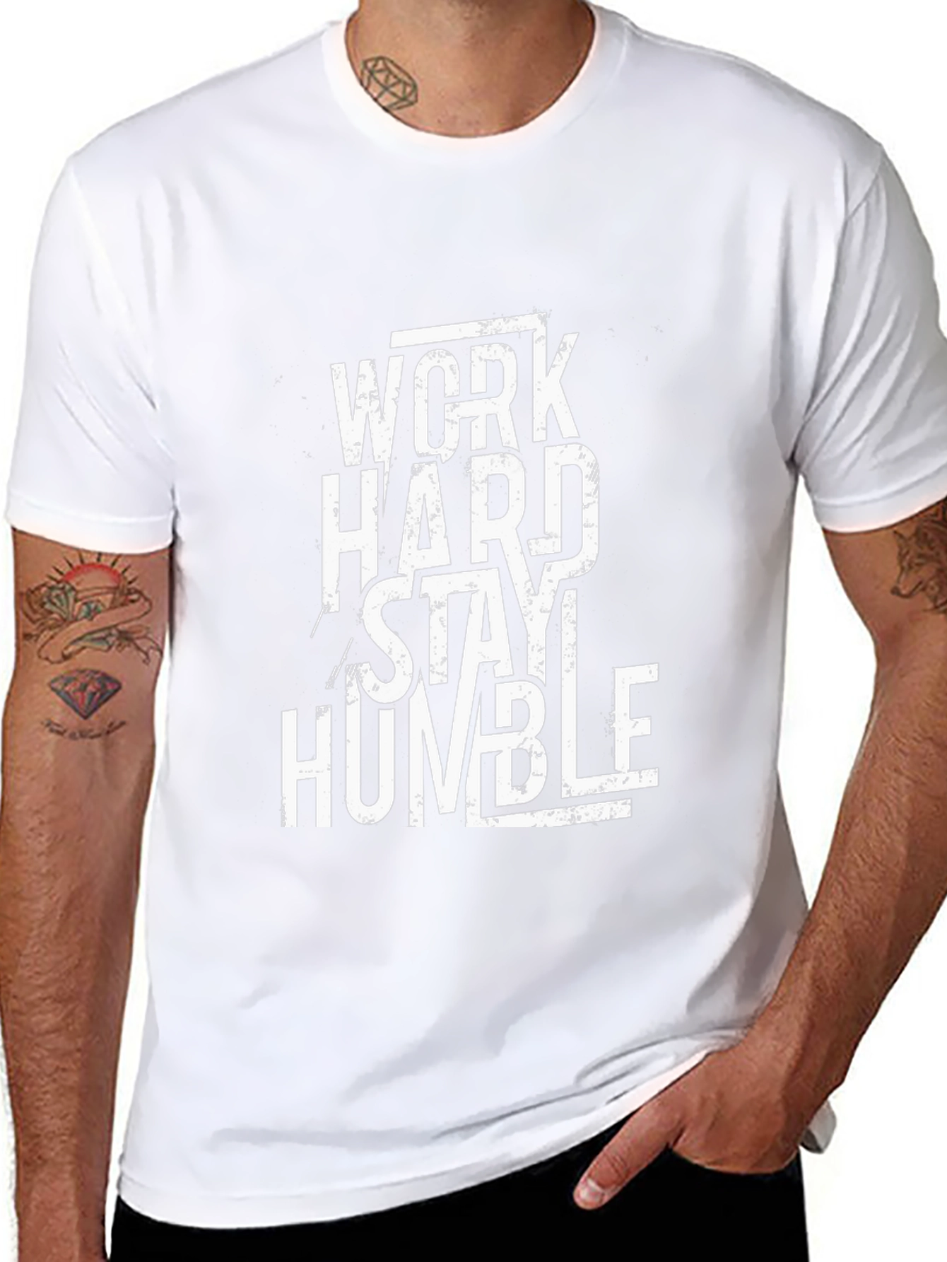 Work Hard Stay Humble Black Graphic T-Shirt