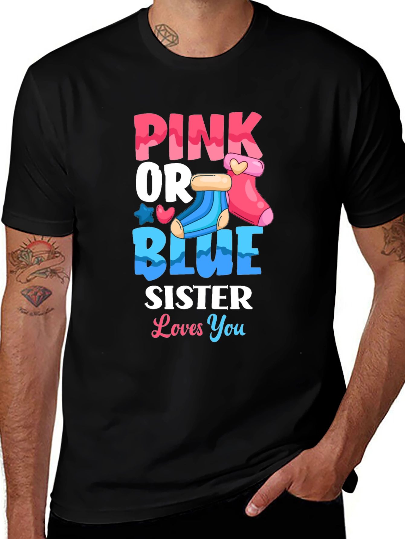 Pink or Blue Sister Gender Reveal T-Shirt
