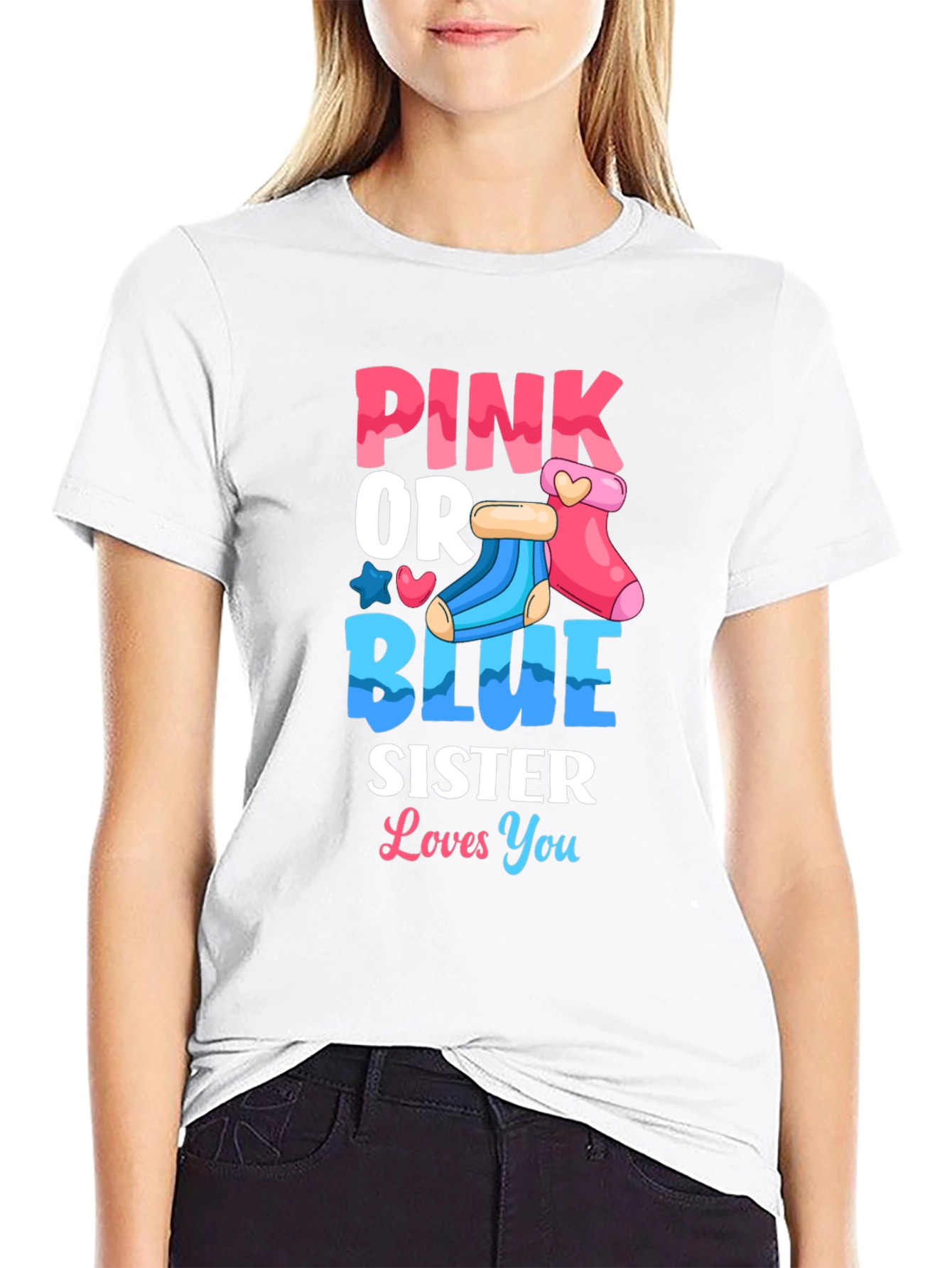 Pink or Blue Sister Gender Reveal T-Shirt
